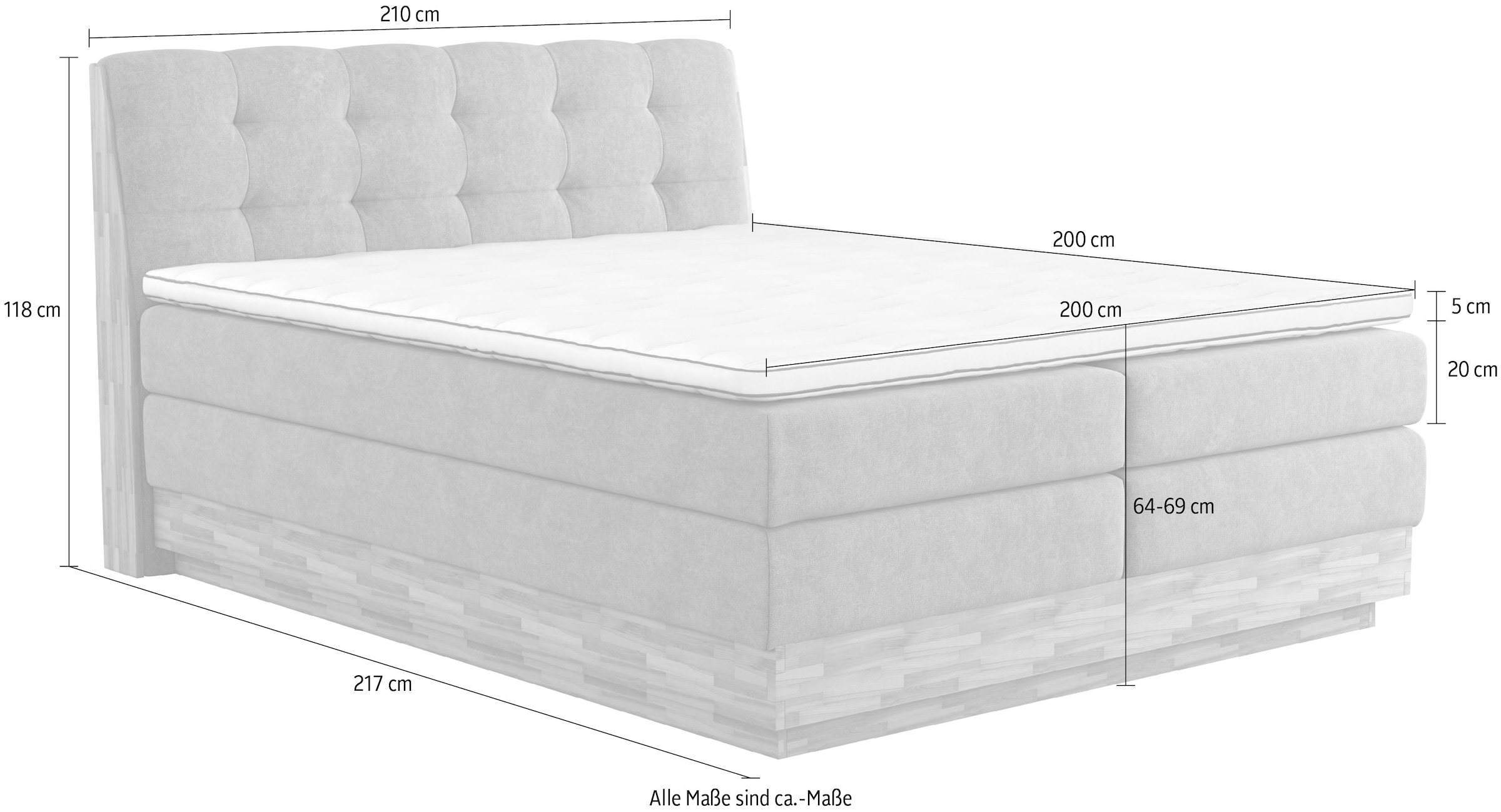 Home affaire Boxspringbett »Naome«, Boxspringbett, Inklusive Topper