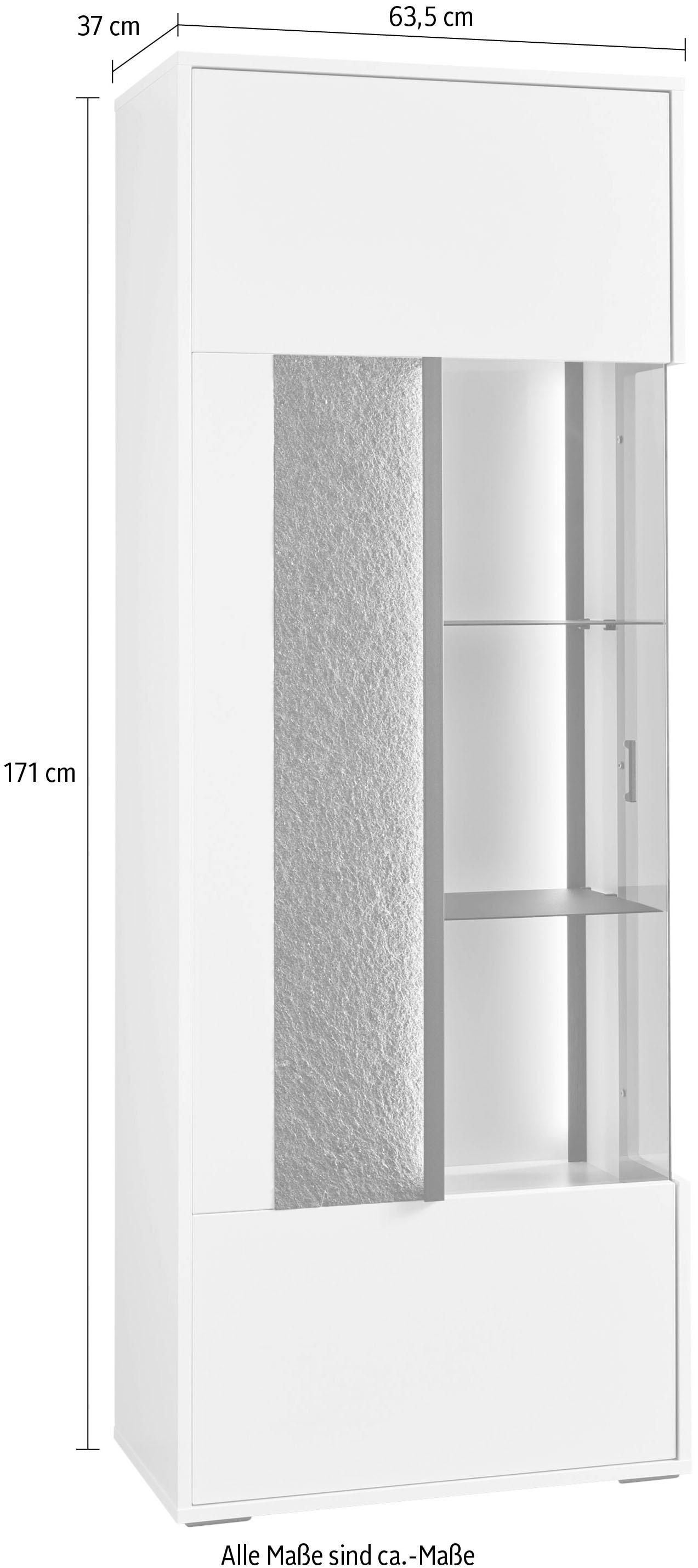 set one by Musterring Vitrine »Deltona«, mit Sandsteinelement, inkl. Beleuchtung, zwei Farben, B64 x H170 cm