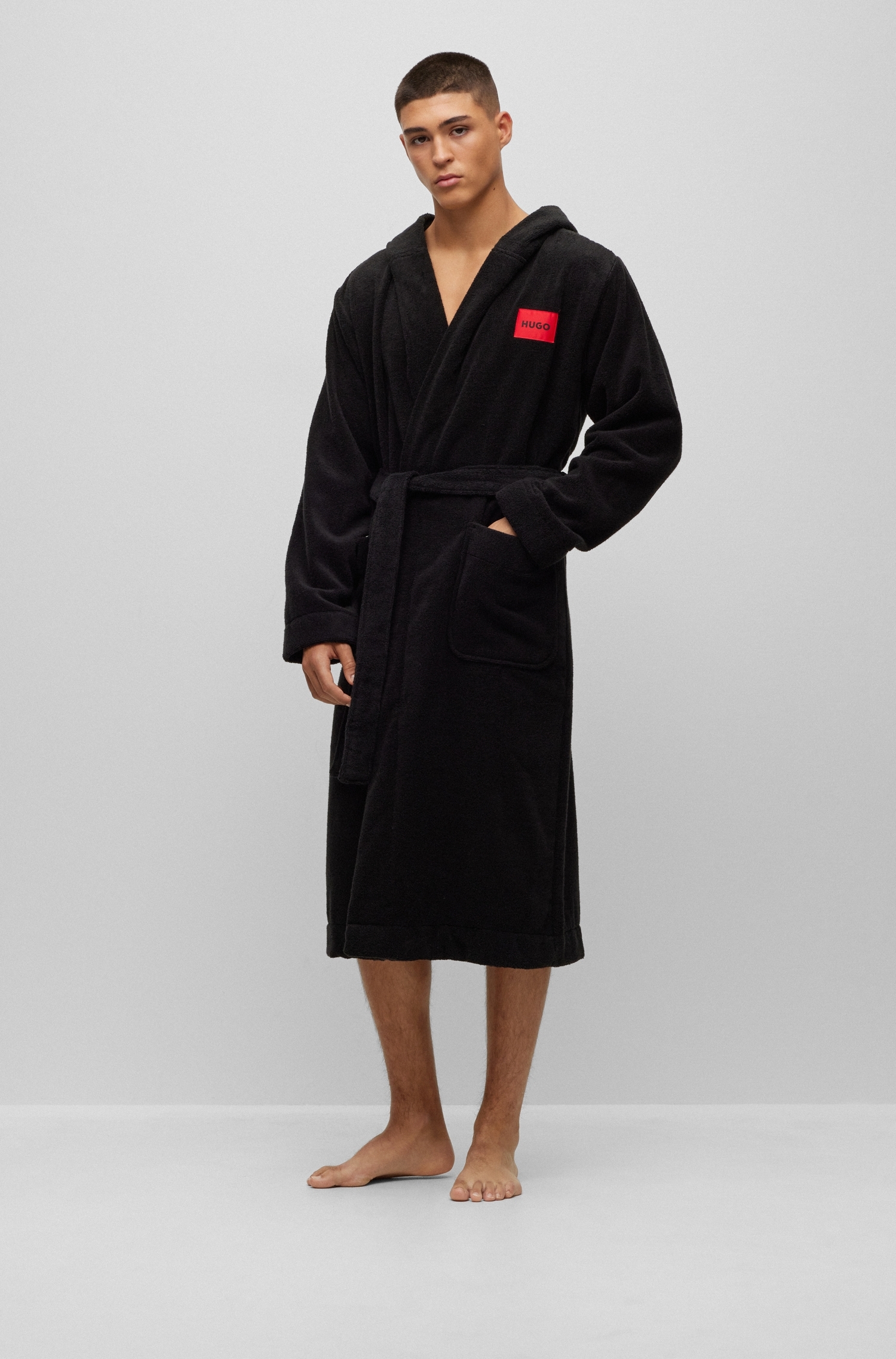 HUGO Bademantel Terry Gown Hooded, Midilänge, günstig online kaufen