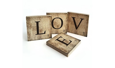 Wall-Art Mehrteilige Bilder »Scrabble Deko Buchstaben Love«, (Set, 4 St.) kaufen