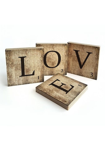 Mehrteilige Bilder »Scrabble Deko Buchstaben Love«, Schriftzug, (Set, 4 St.,...