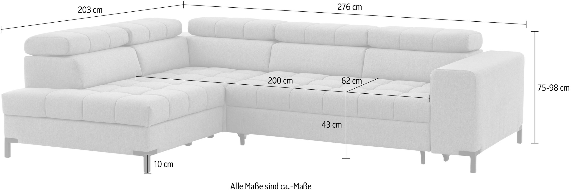 exxpo - sofa fashion Ecksofa »Bocco, hochwertige Verarbeitung, toller Sitzkomfort, bequem, L-Form«, wahlweise mit Bettfunktion u. Bettkasten, inkl. Kopfteilverstellung