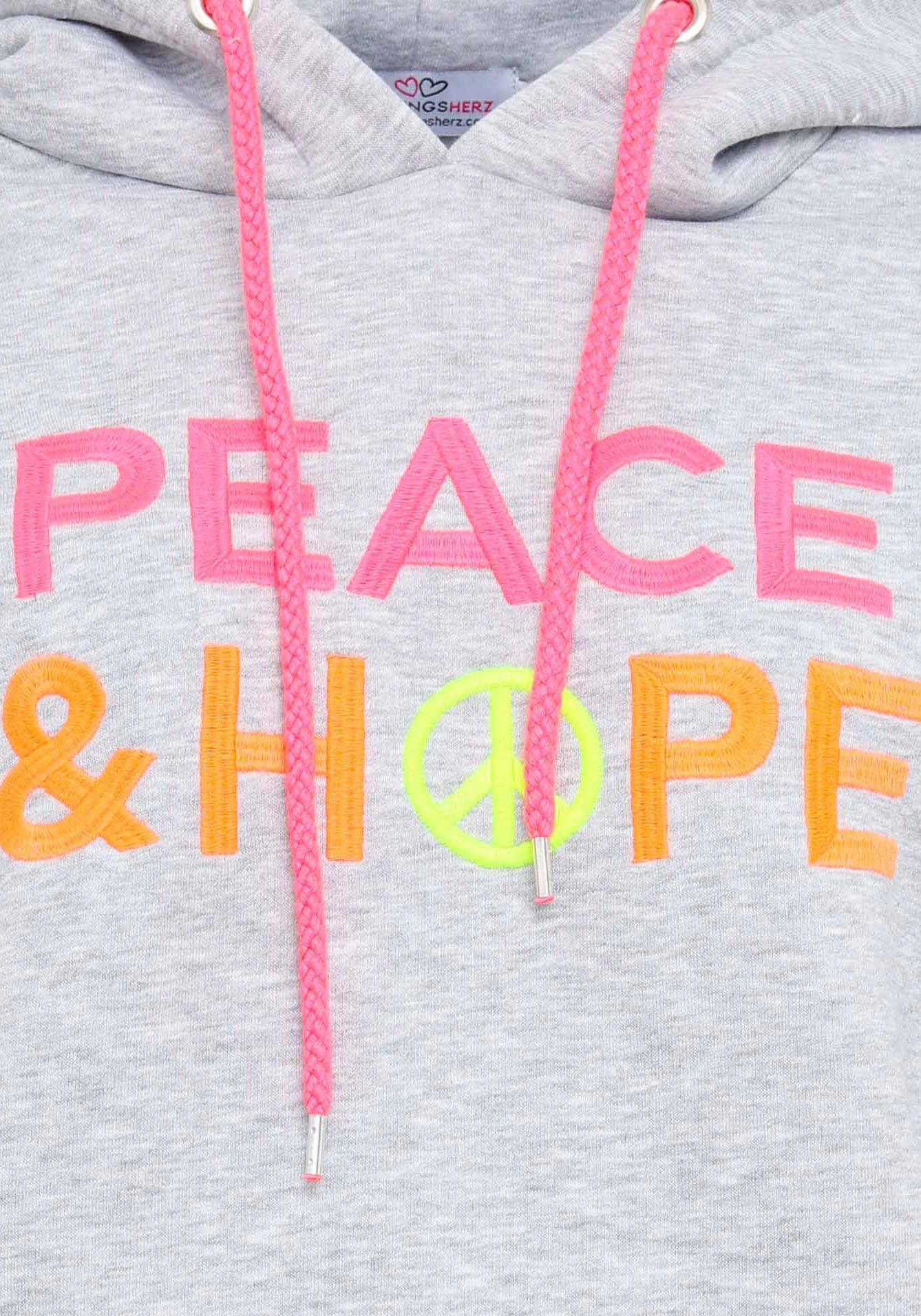 Zwillingsherz Kapuzensweatshirt, mit "Peace & Hope"-Stickerei in Neonfarben günstig online kaufen