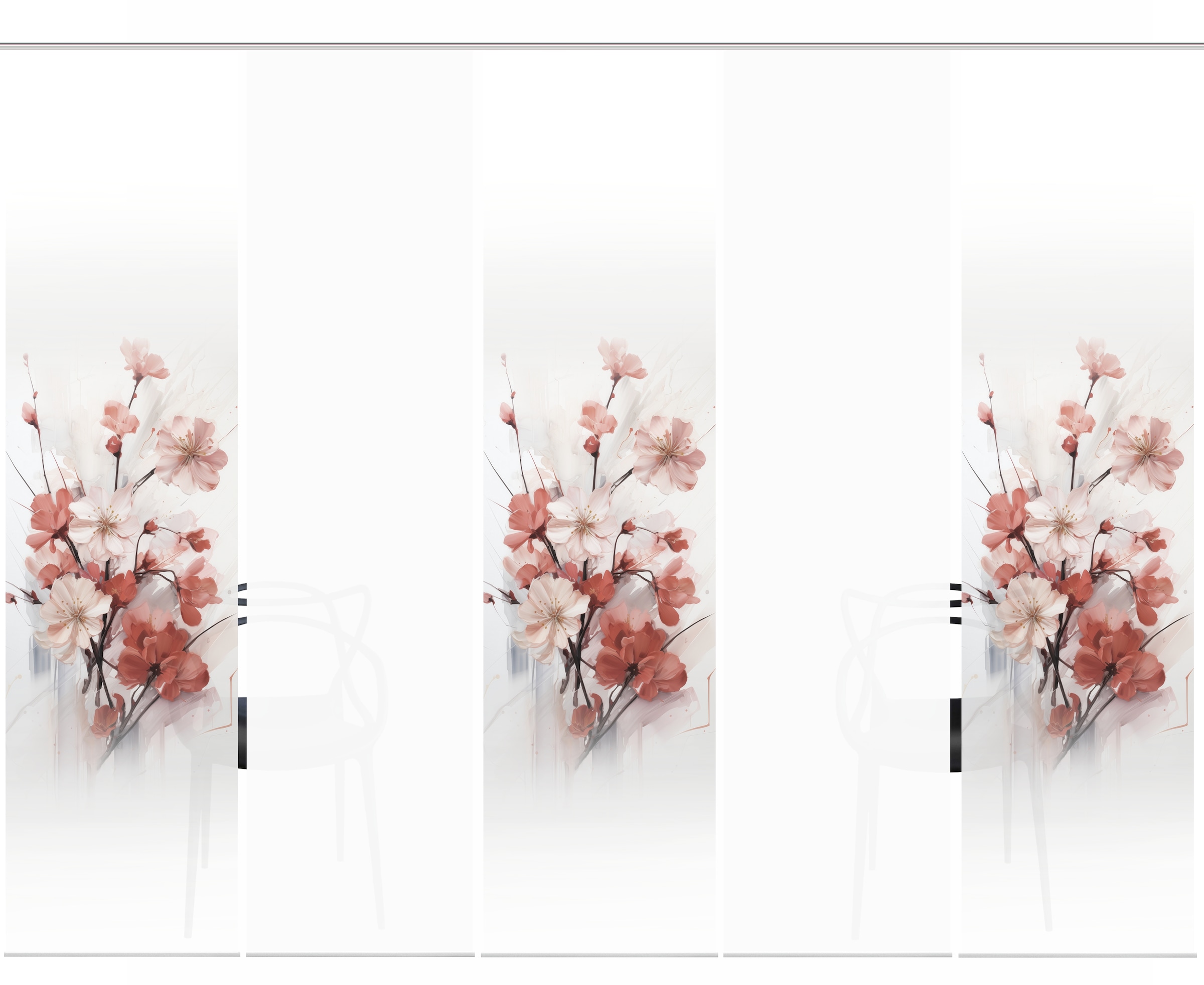 HOME WOHNIDEEN Schiebegardine »LOTUS« Paneelwagen 5 Stk. tlg. Schiebewand Seidenoptik, SET, Digitaldruck