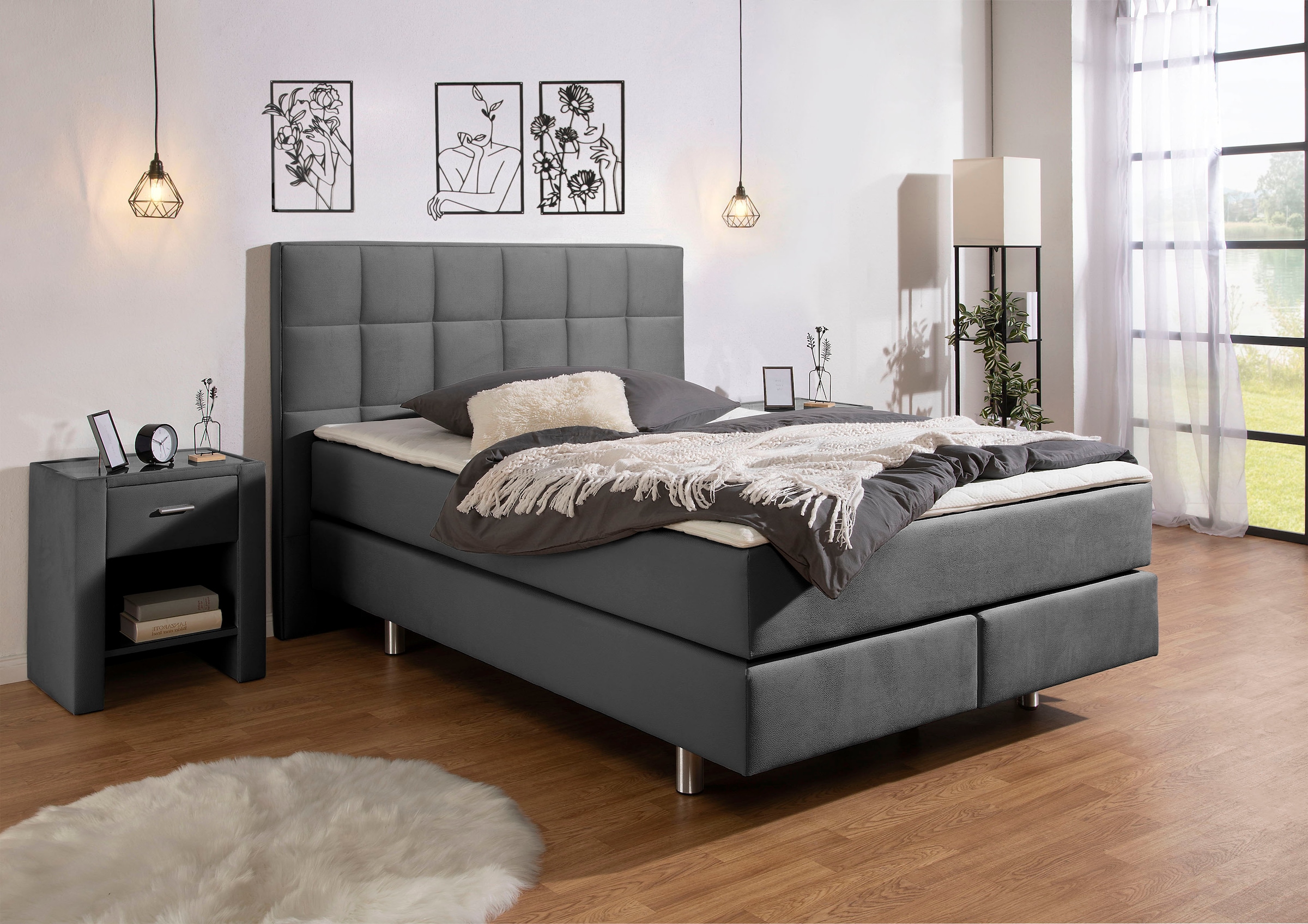 Home affaire Boxspringbett "Loomis" inkl. Topper, wahlweise in H2, H3 oder günstig online kaufen