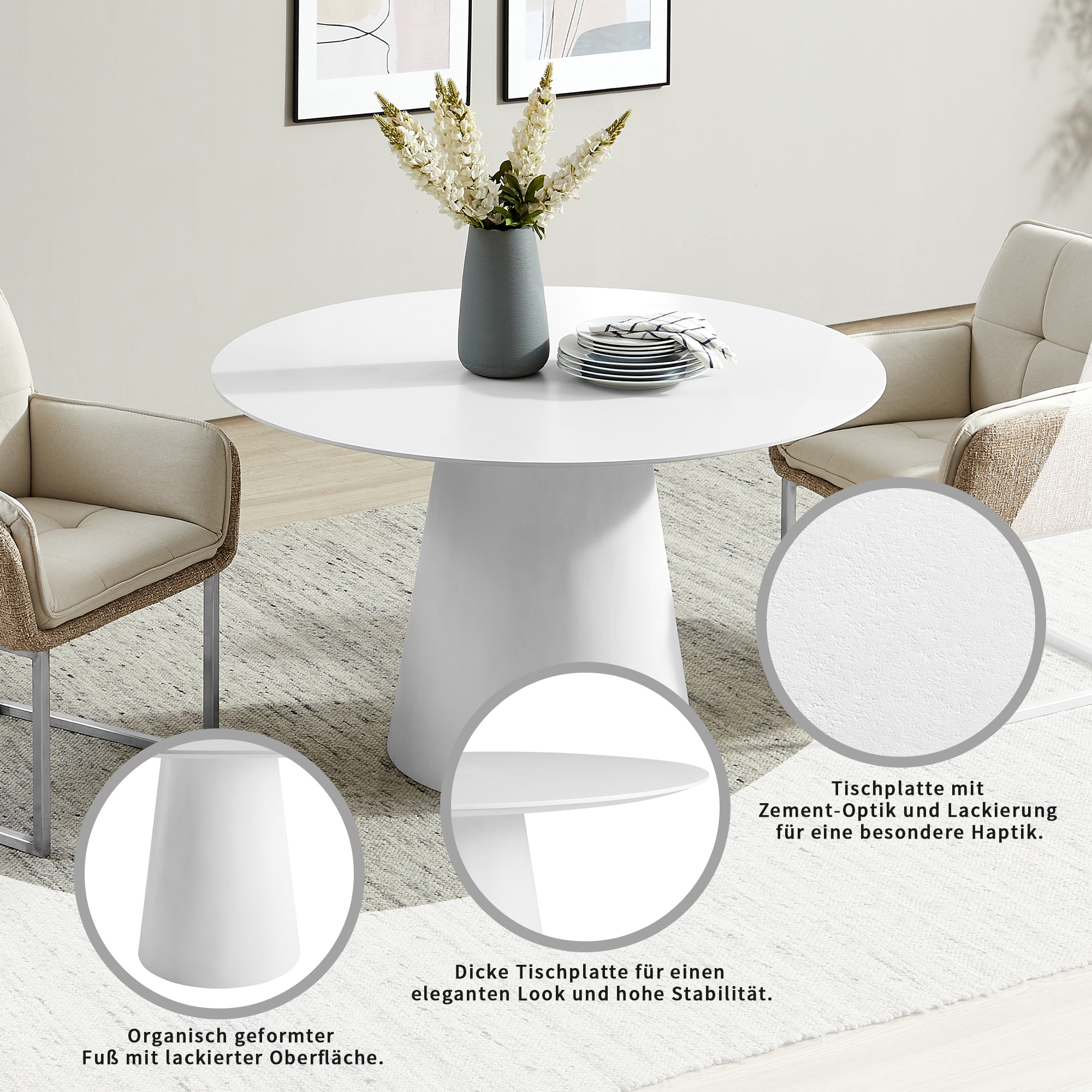 OTTO home Esstisch »Josselin« Zement-Optik, organischem Gestell und hochwertigen Materialien