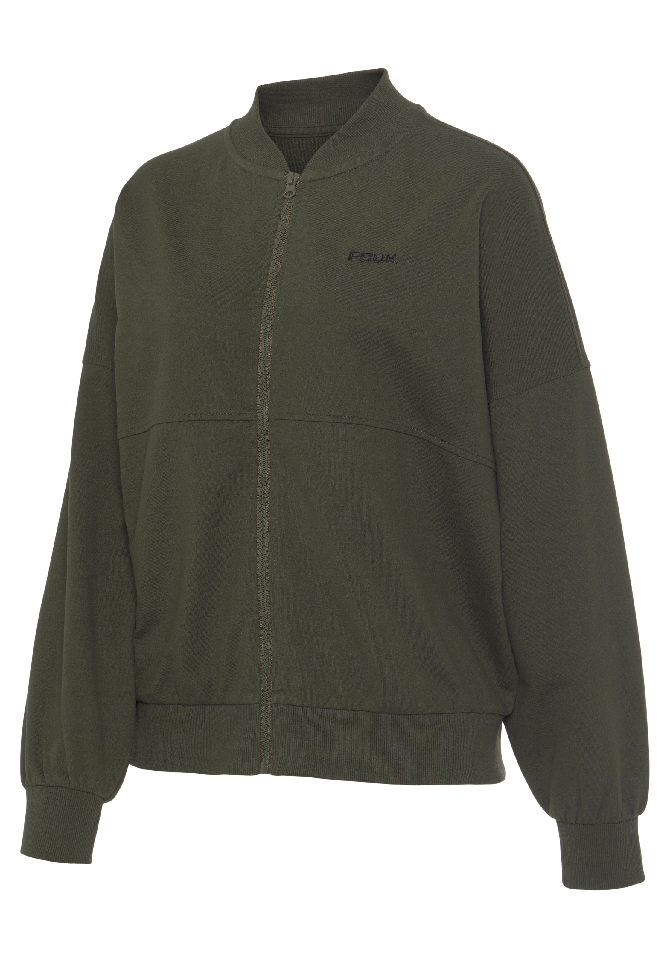 FCUK Sweatjacke, (1 tlg.), mit Kragen und durchgehenden Reißverschluss