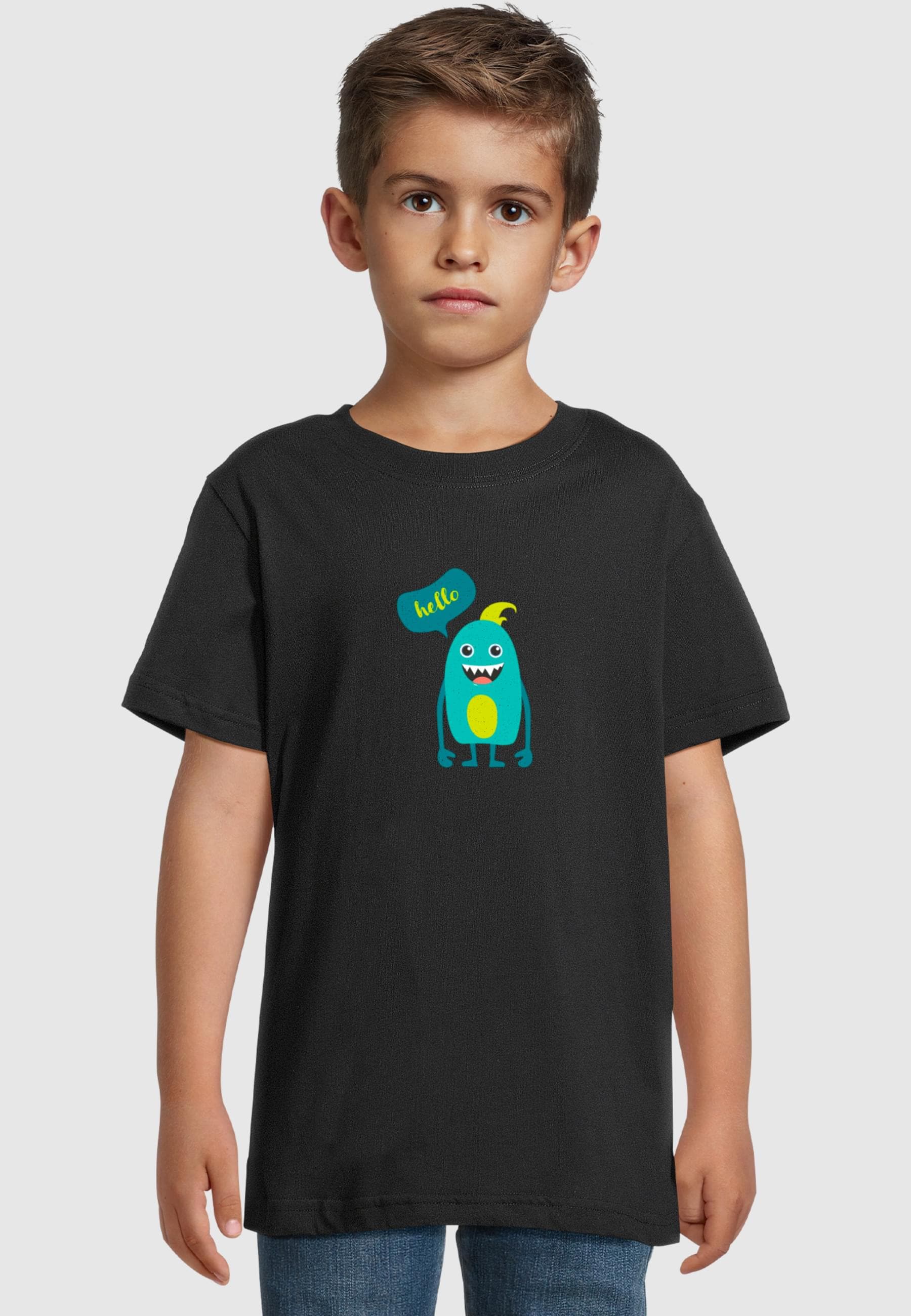 Merchcode T-Shirt »Merchcode Kids Monster Hello - Basic Tee«, (1 tlg.)