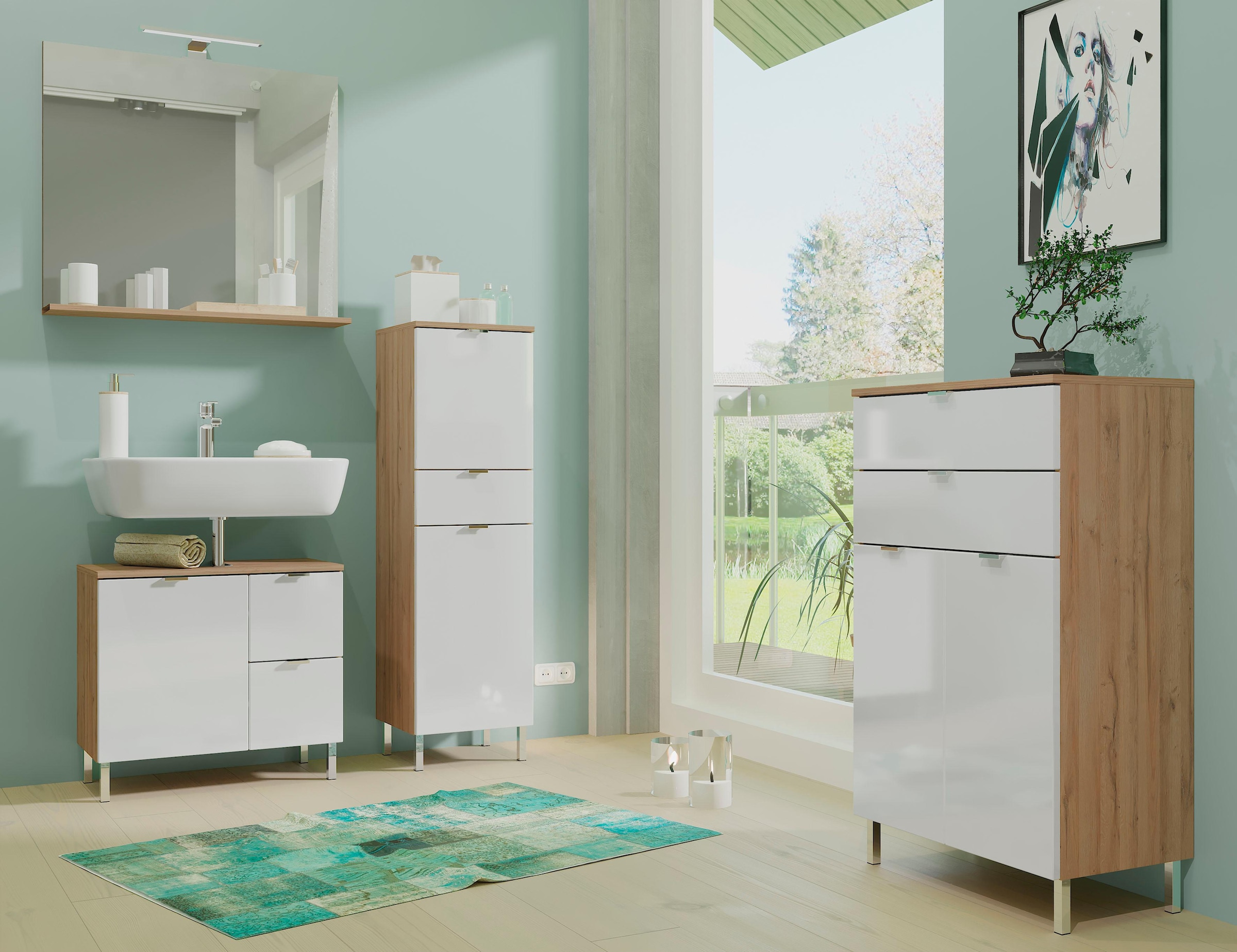 GERMANIA Waschbeckenunterschrank »GW-Mauresa« in 2 Breiten, mit Schublade (+ Klappe), Soft-Close, Made in Germany