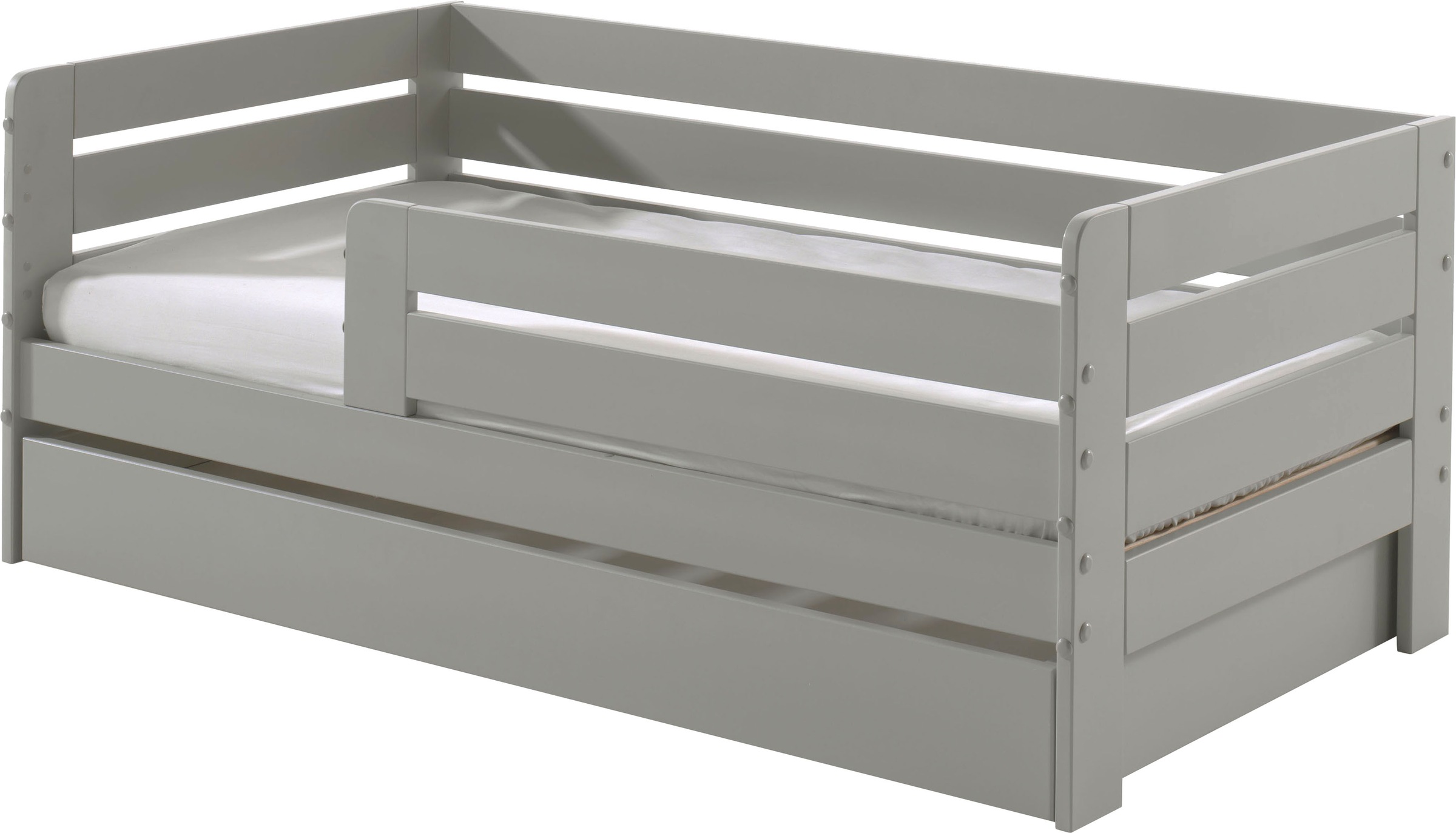 Thumbnail - Vipack Kinderbett "Junior, Kiefermassiv mit umlaufendem Absturzschutz und Rolllattenrost" B/H/T ca. 143,6x56x70cm, mit n...