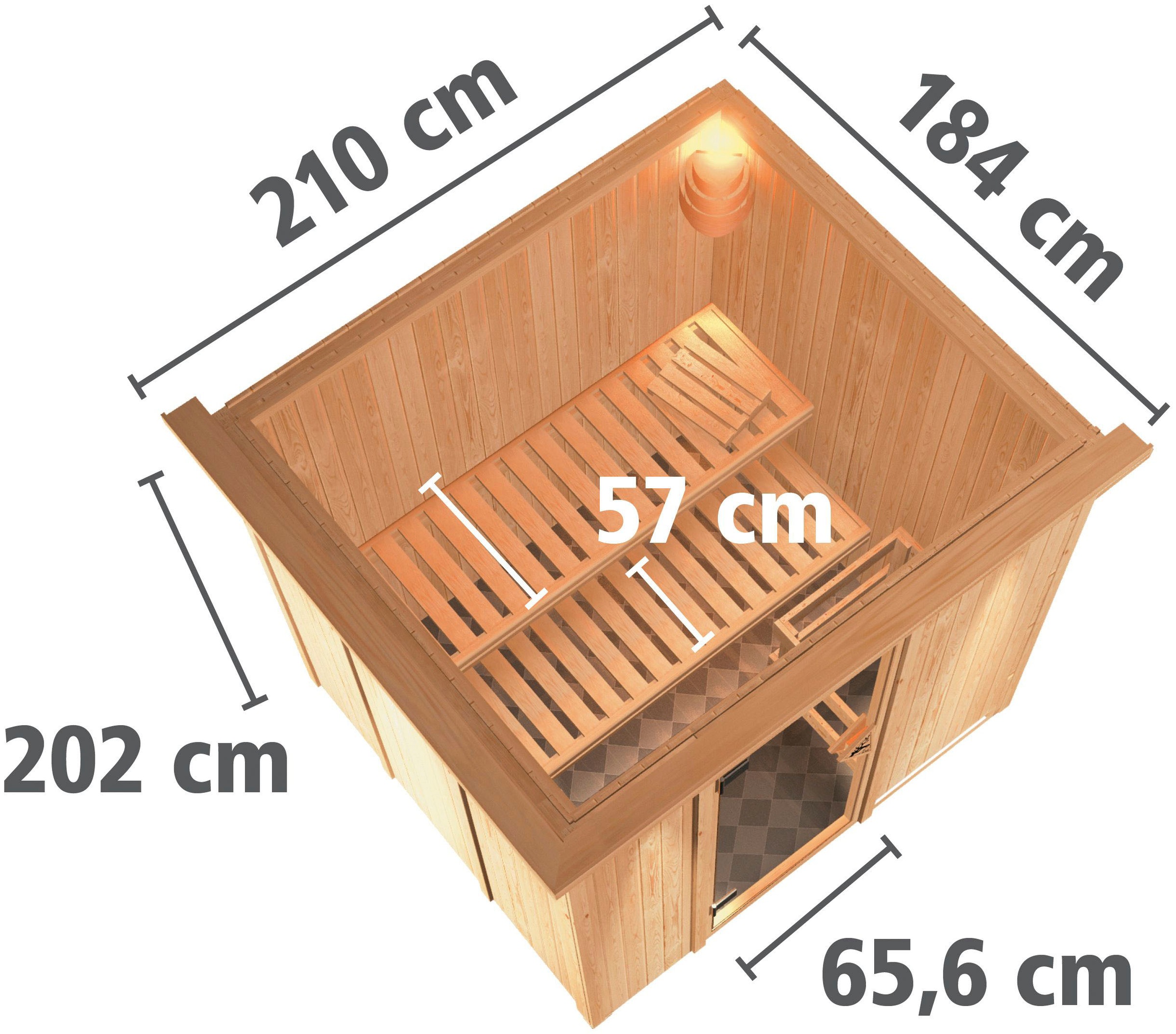 Karibu Sauna »Solida«, (Set), 9 KW-Ofen mit integrierter Steuerung