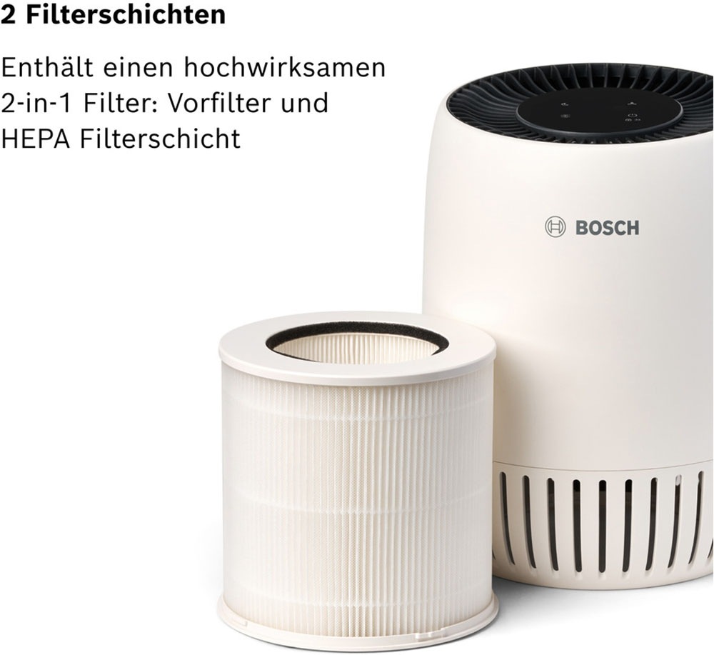 BOSCH Luftreiniger »Air 500, für eine effektive Reinigung, kompaktes Design« für 23 qm Räume USB-C Anschluss zum Laden eines Smartphones und Ruhemodus