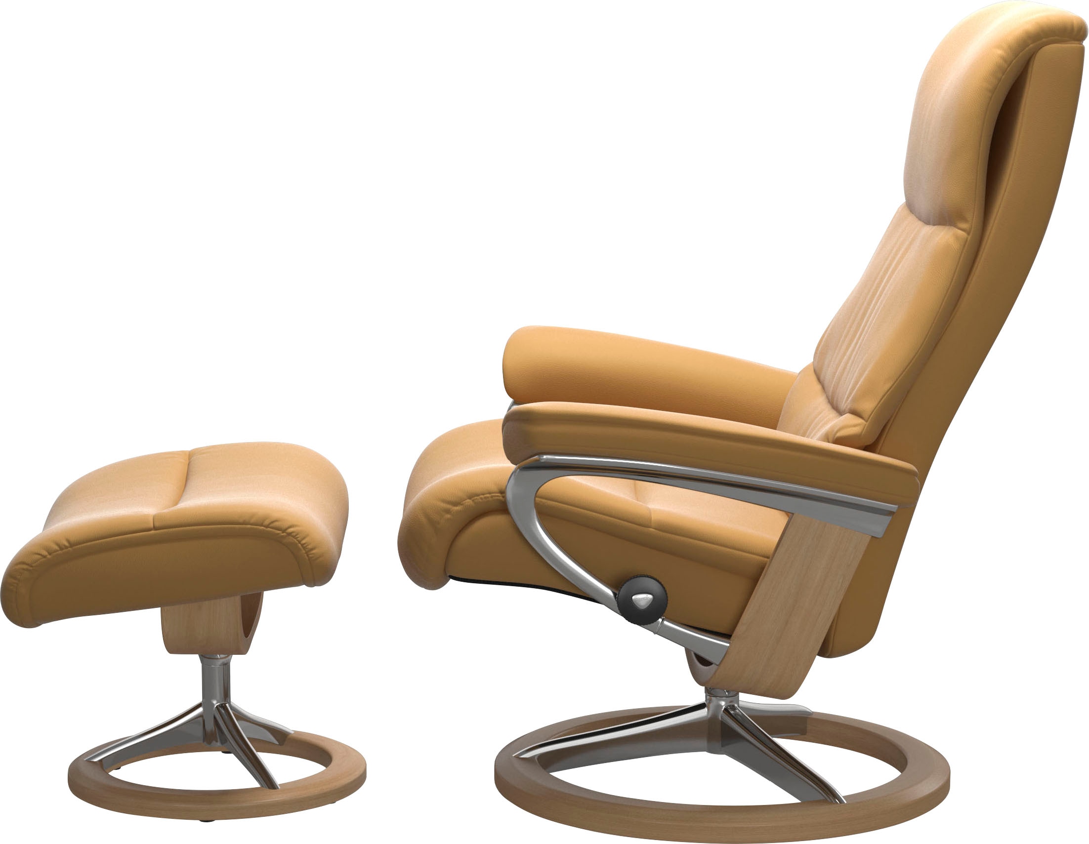 Stressless® Relaxsessel »View«, (Set, Relaxsessel mit Hocker), mit Signature Base, Größe M,Gestell Eiche
