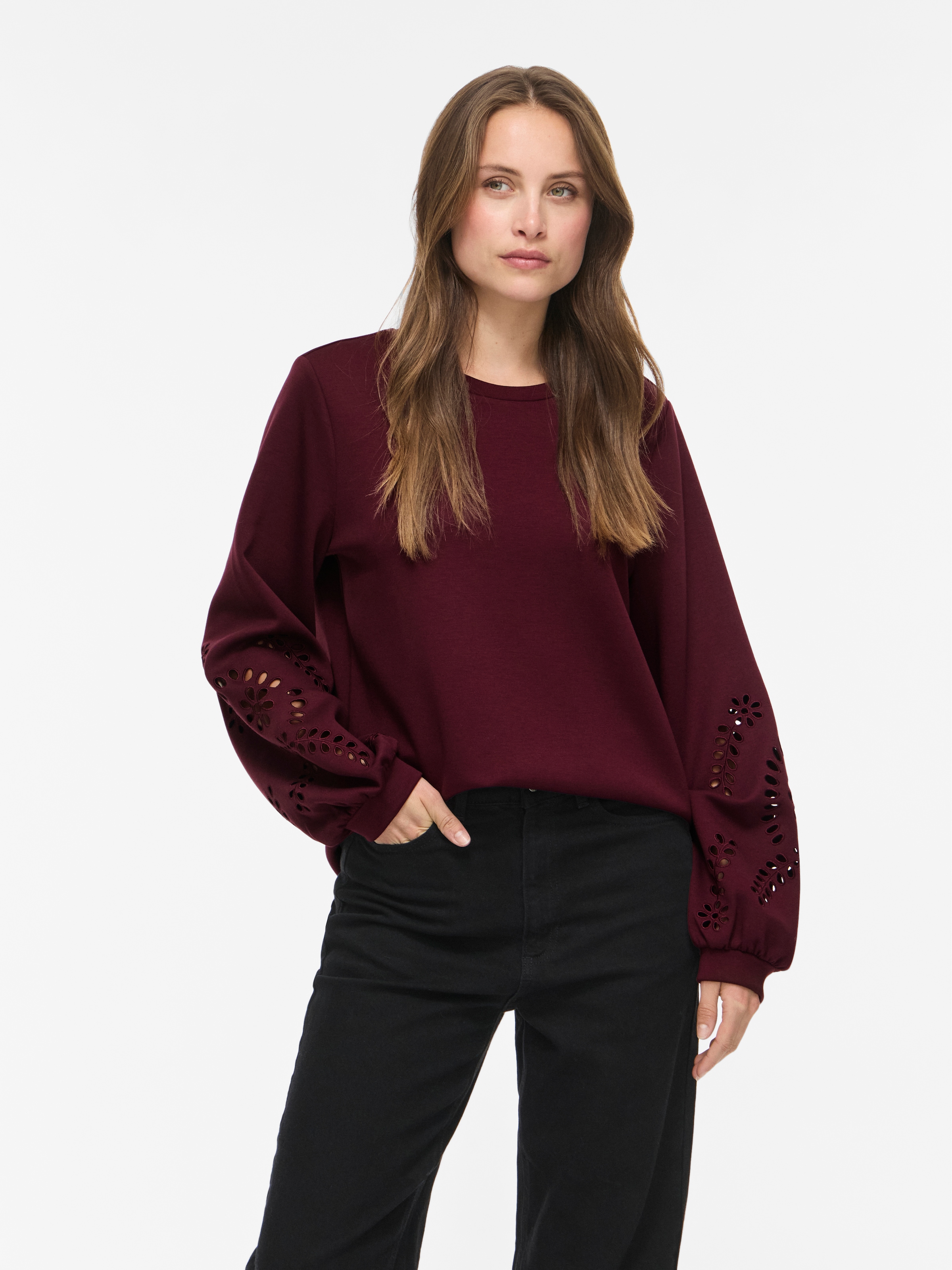 Vila Sweatshirt "VISANDY L/S DETAIL SWEAT TOP - NOOS", Viskosemischung, regular fit