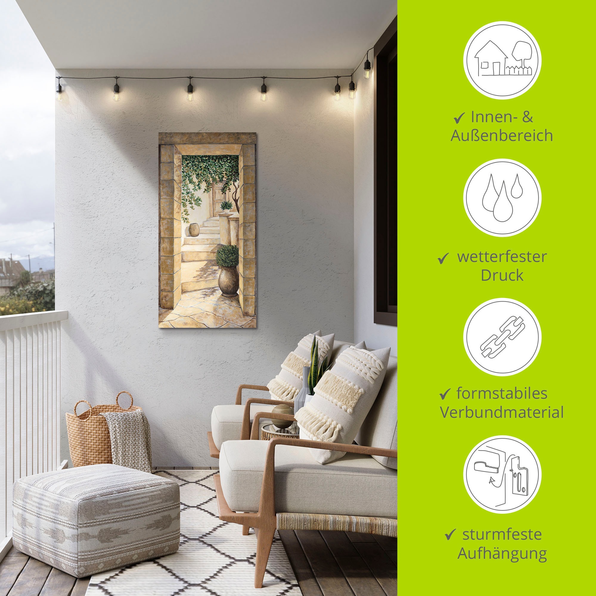 Artland Wandbild »Eingang - Fresco«, Fenster & Türen, (1 St.), als Alubild, Outdoorbild, Leinwandbild, Poster, Wandaufkleber
