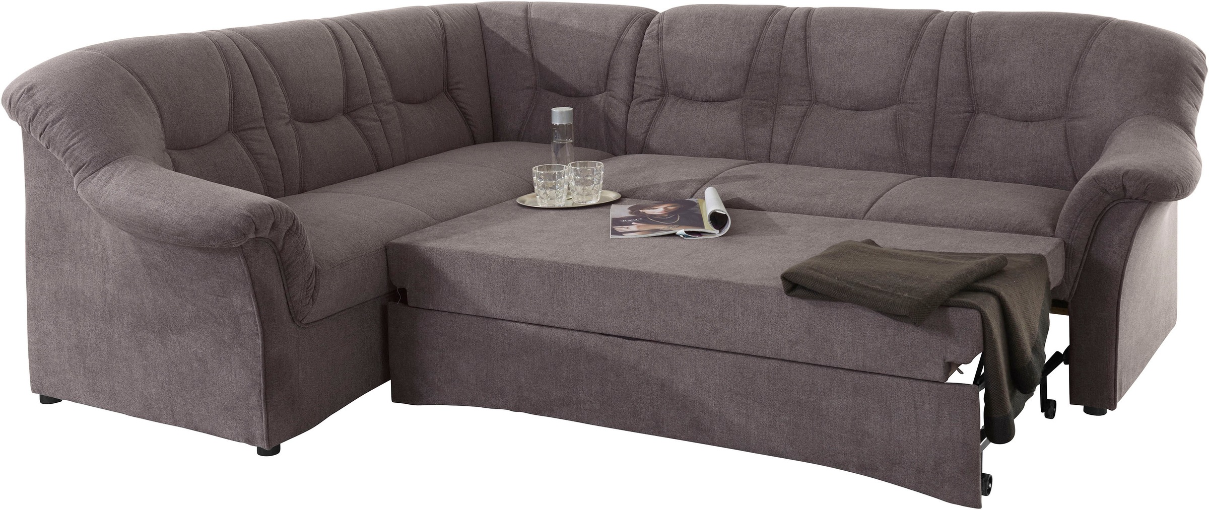 DOMO collection Ecksofa »Sarafina zeitlos und komfortabel, optional mit Federkern, L-Form«, wahlweise mit Bettfunktion