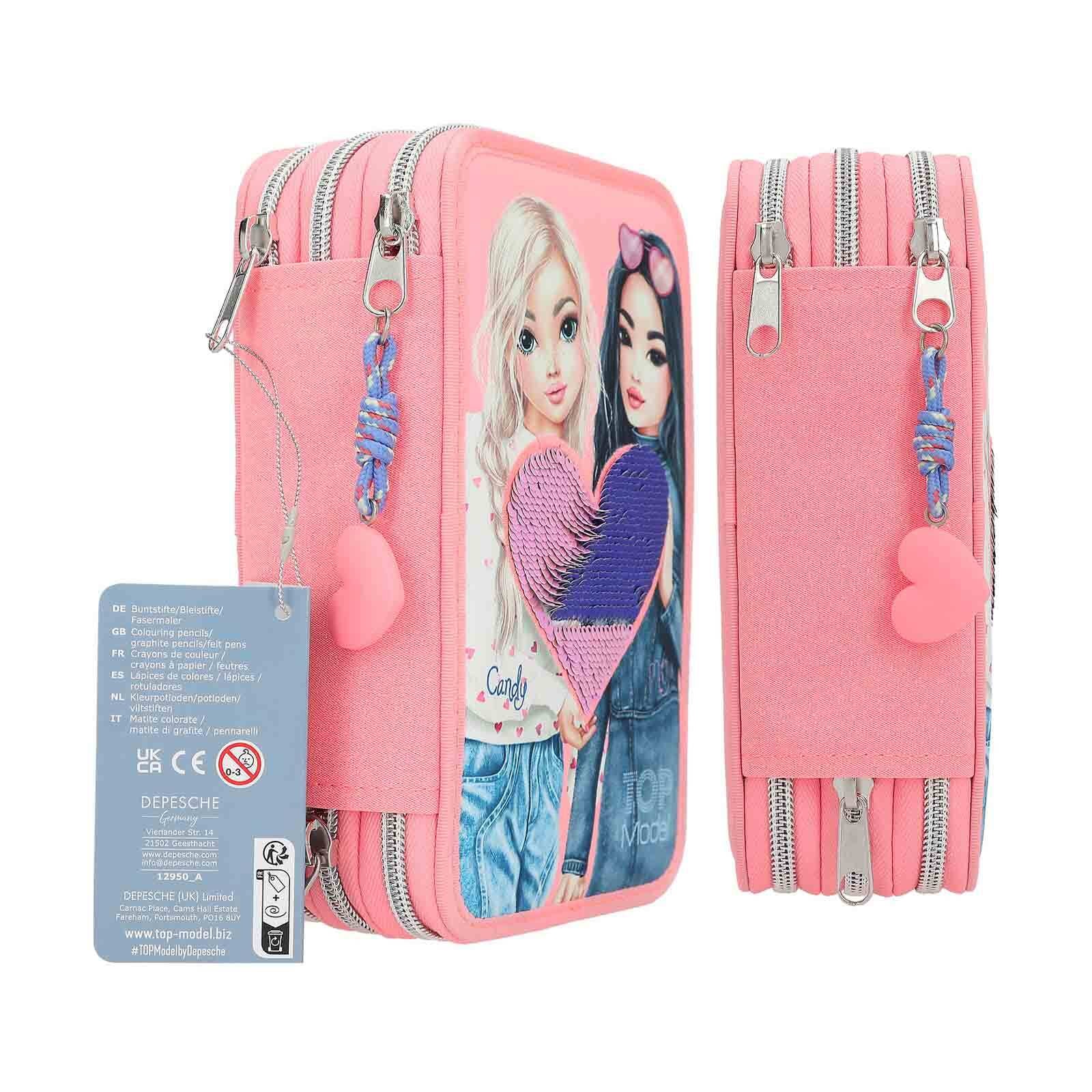 Depesche Buntstift »3-Fach Federtasche inkl. Stifte TOPModel 20,5 x 14,3 x 7,5 cm bunt«