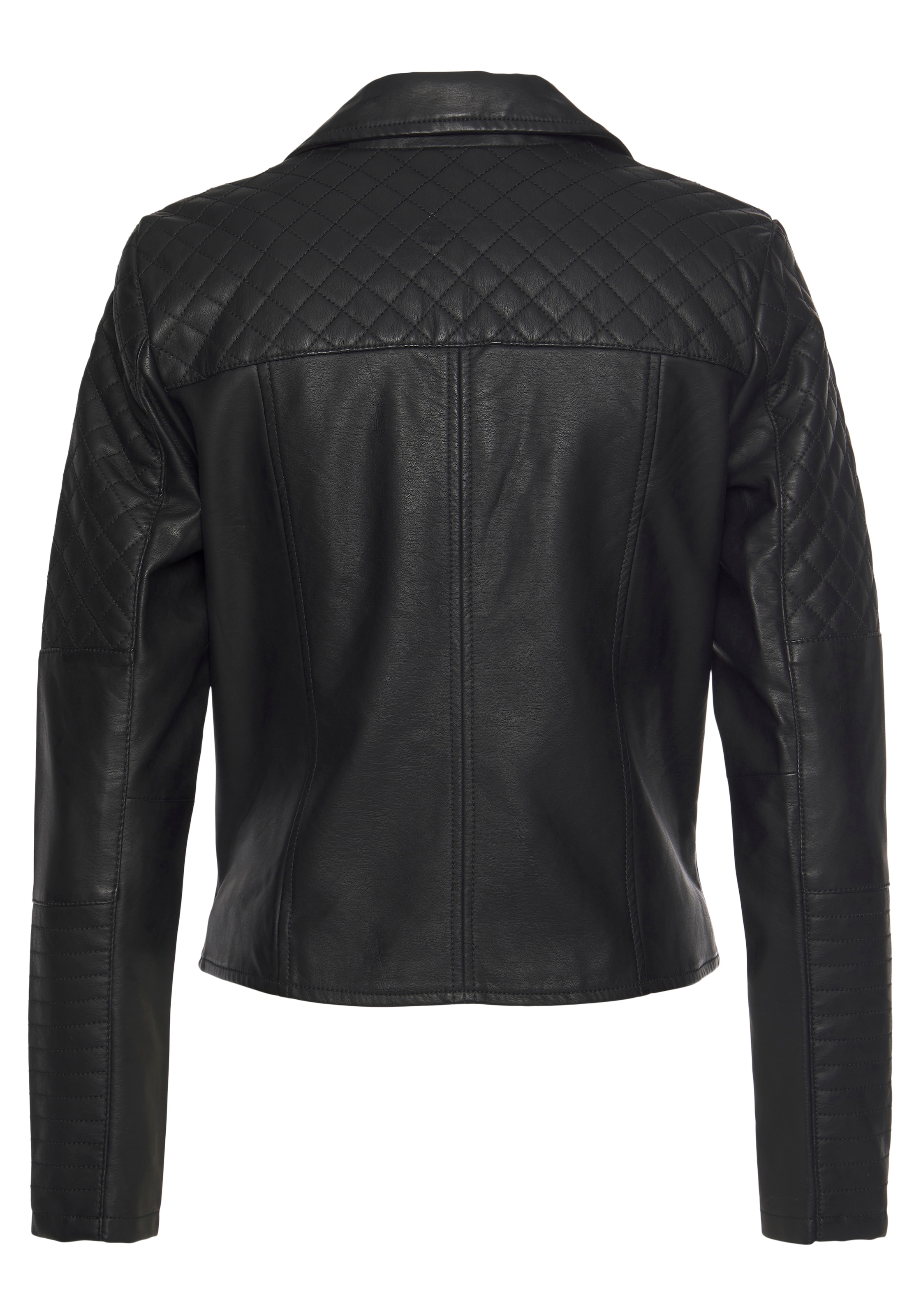 LASCANA Lederimitatjacke, mit Bikerdetails, kurze Bikerjacke, figurbetont