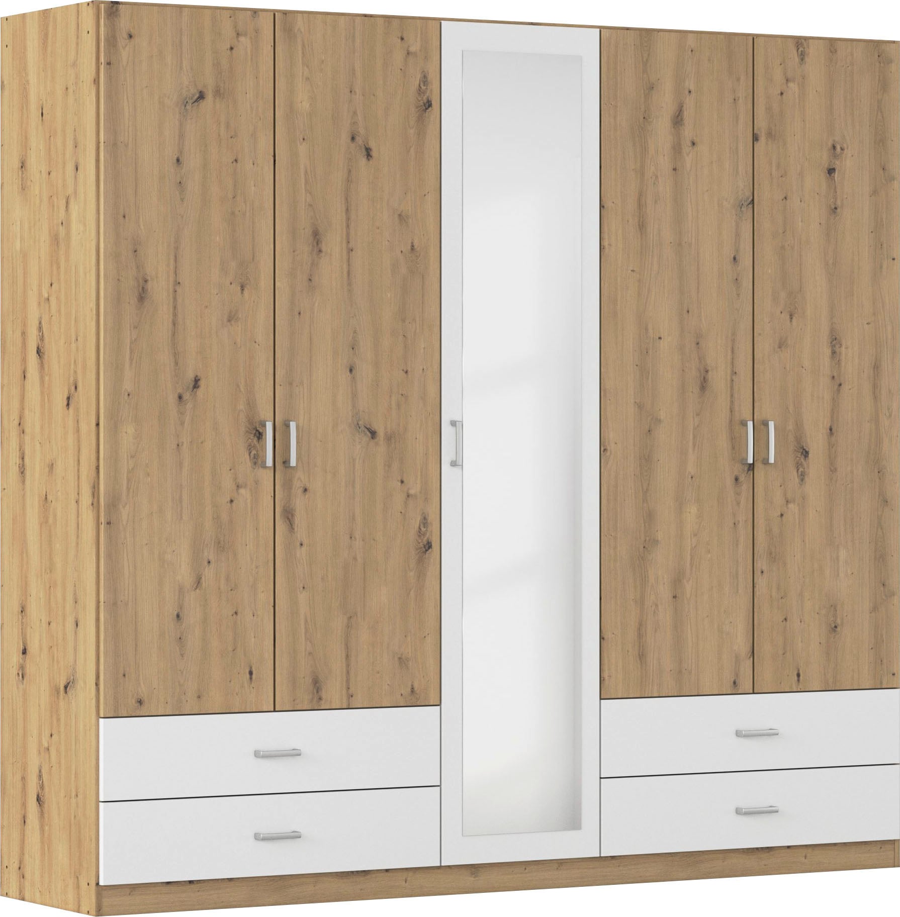 rauch "Kleiderschrank Schrank Garderobe Wäscheschrank BORBONA" Breiten 226/271 cm, Höhe 210 cm, in 2 Breiten, mit Spiegel und vielen Farbkombinationen MADE IN GERMANY