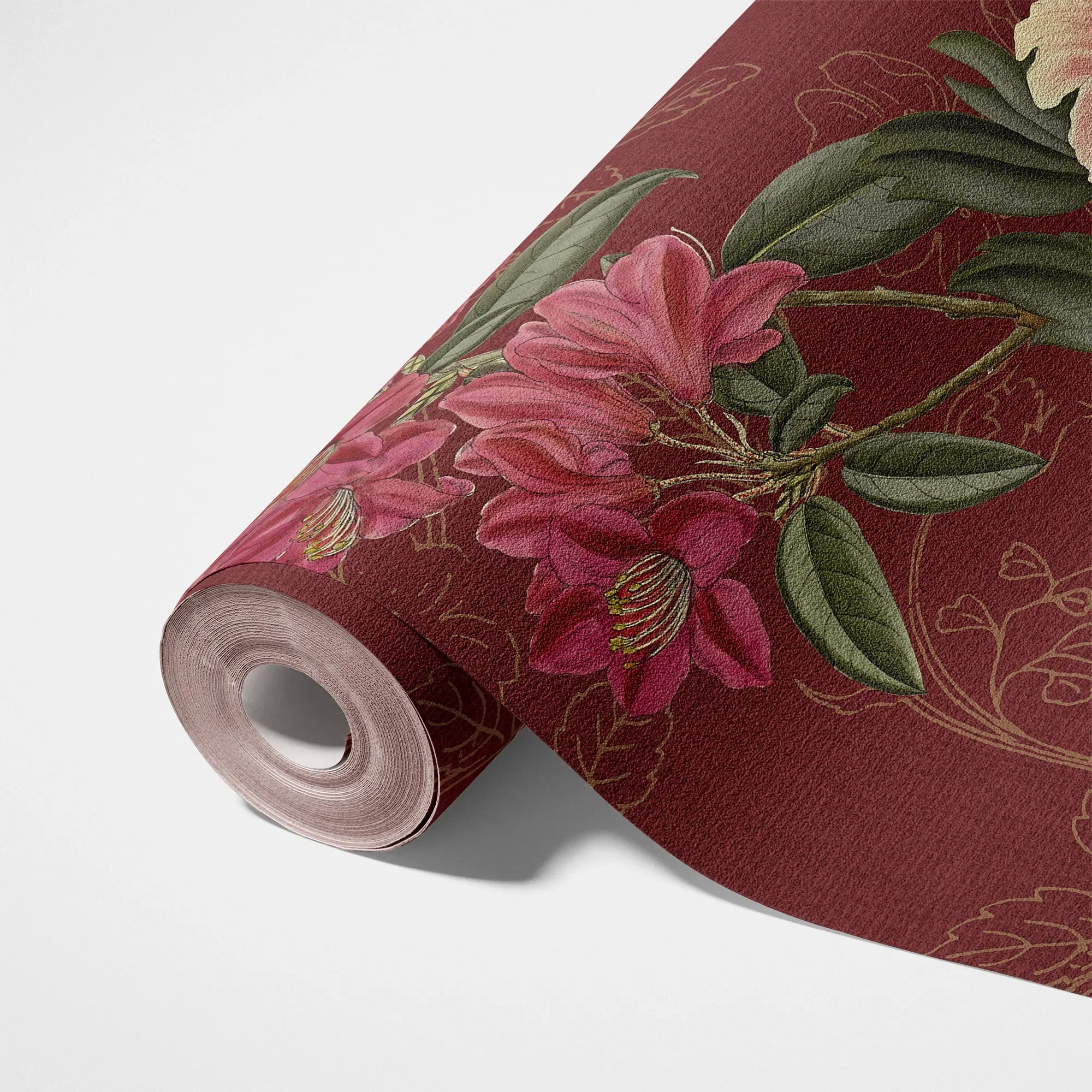 living walls 1100000002199 »LIMITED – Vintage Rosen Fototapete« floral | naturalistisch | ornamental leicht strukturiert Üppige Rosenblüten auf dunklem Grund im Vintage-Stil