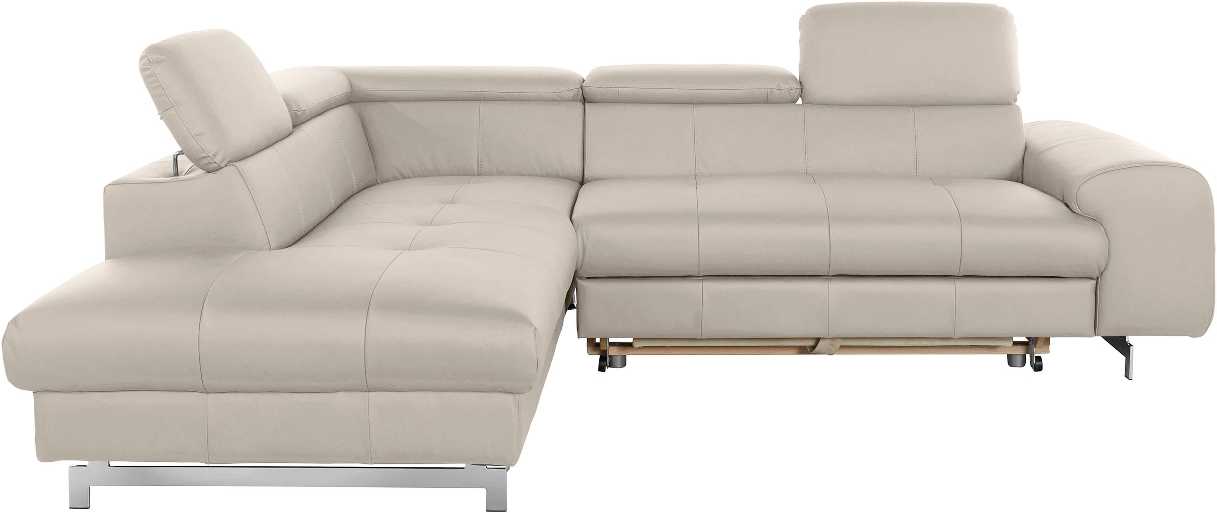 COTTA Ecksofa »Chef L-Form«, mit Kopfteilverstellung, edle Metallkufen, wahlweise mit Bettfunktion