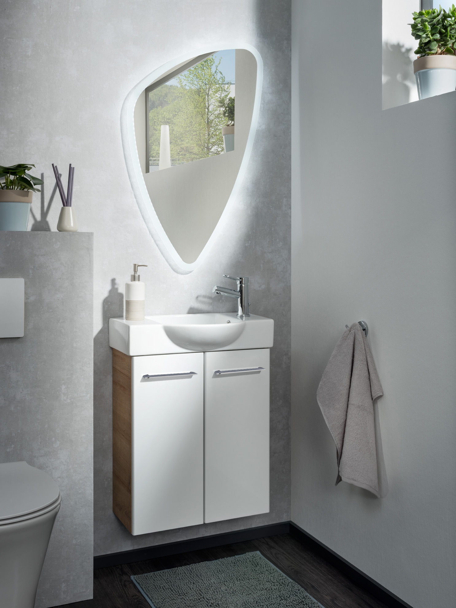 FACKELMANN Waschbeckenunterschrank »SBC«, Badmöbel für Gäste-WC, Breite ca. 55 cm