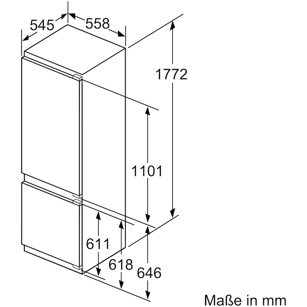 SIEMENS Einbaukühlgefrierkombination »KI87SADE0«, KI87SADE0, 177,2 cm hoch, 55,8 cm breit