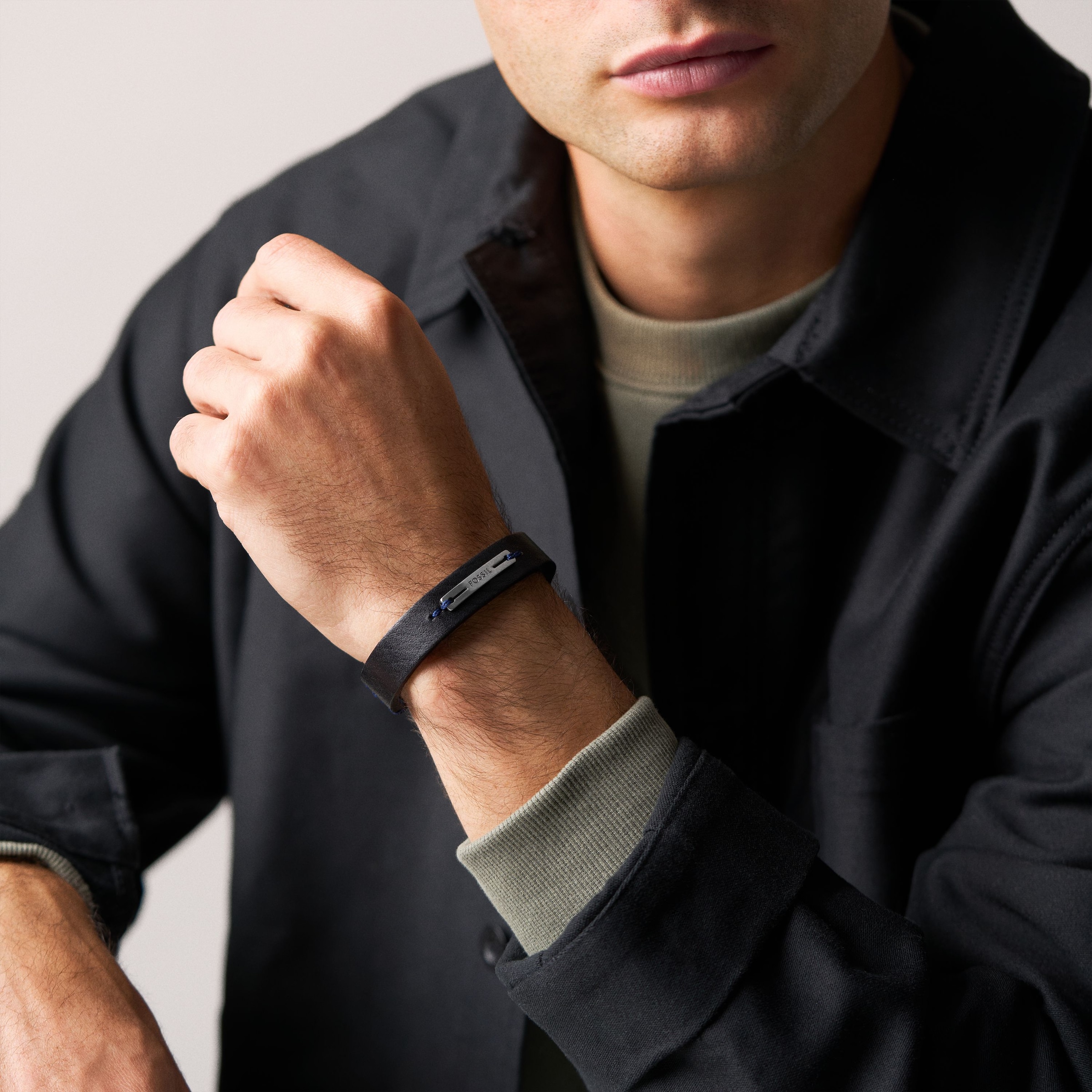 Fossil Lederarmband »Schmuck Geschenk Edelstahl, Leder MACHINE«