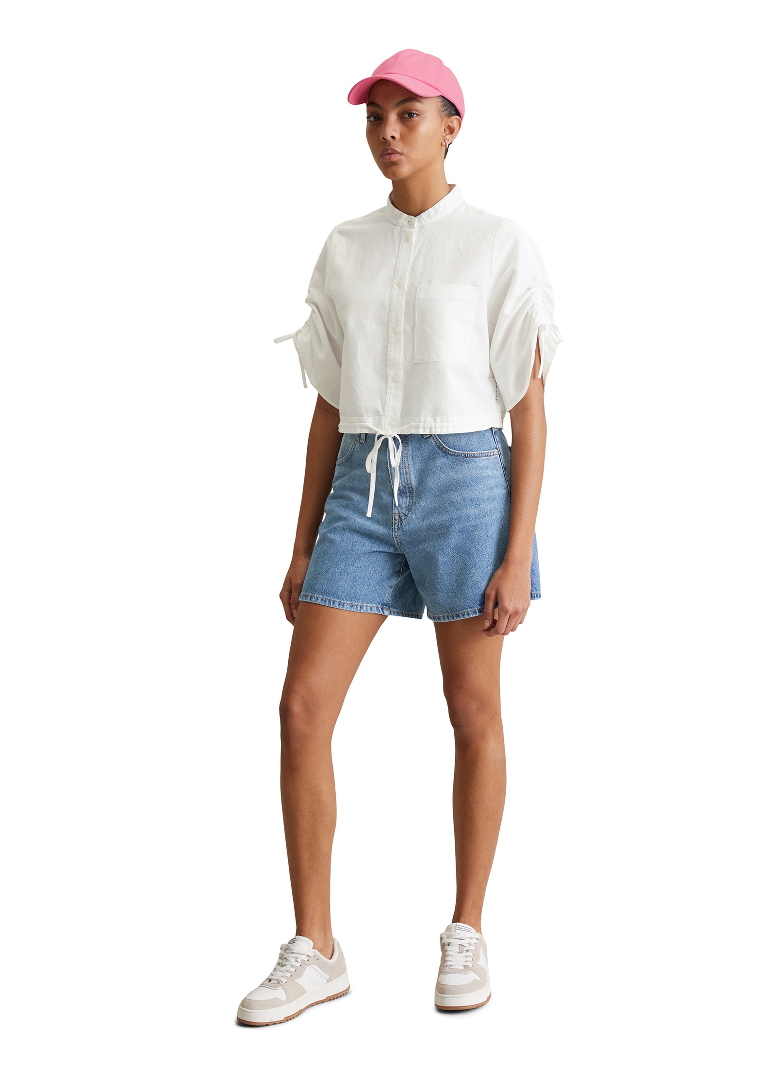 Marc O'Polo DENIM Kurzarmbluse »mit Tunnelzug-Details«