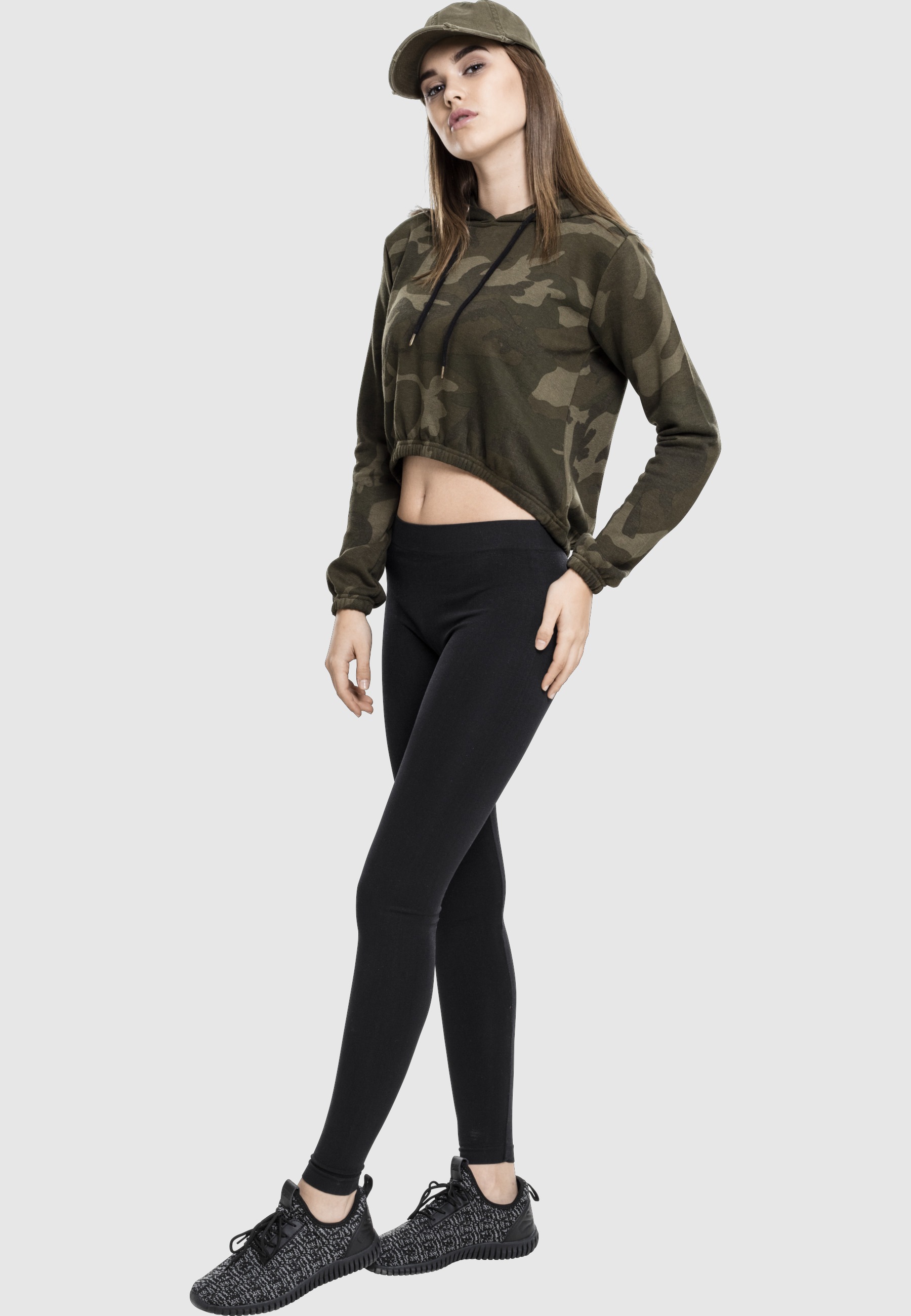 URBAN CLASSICS Rundhalspullover »Urban Classics Damen Ladies Camo Cropped Hoody« 1 Stk.