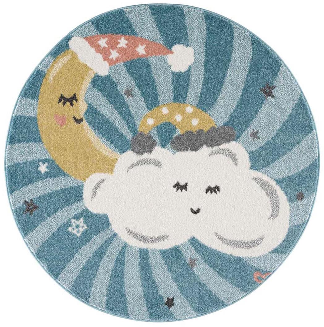 Carpet City Kinderteppich »Anime9380«, rund, 11 mm Höhe, Teppich Mond, Wolken, Sterne, Weicher Flor