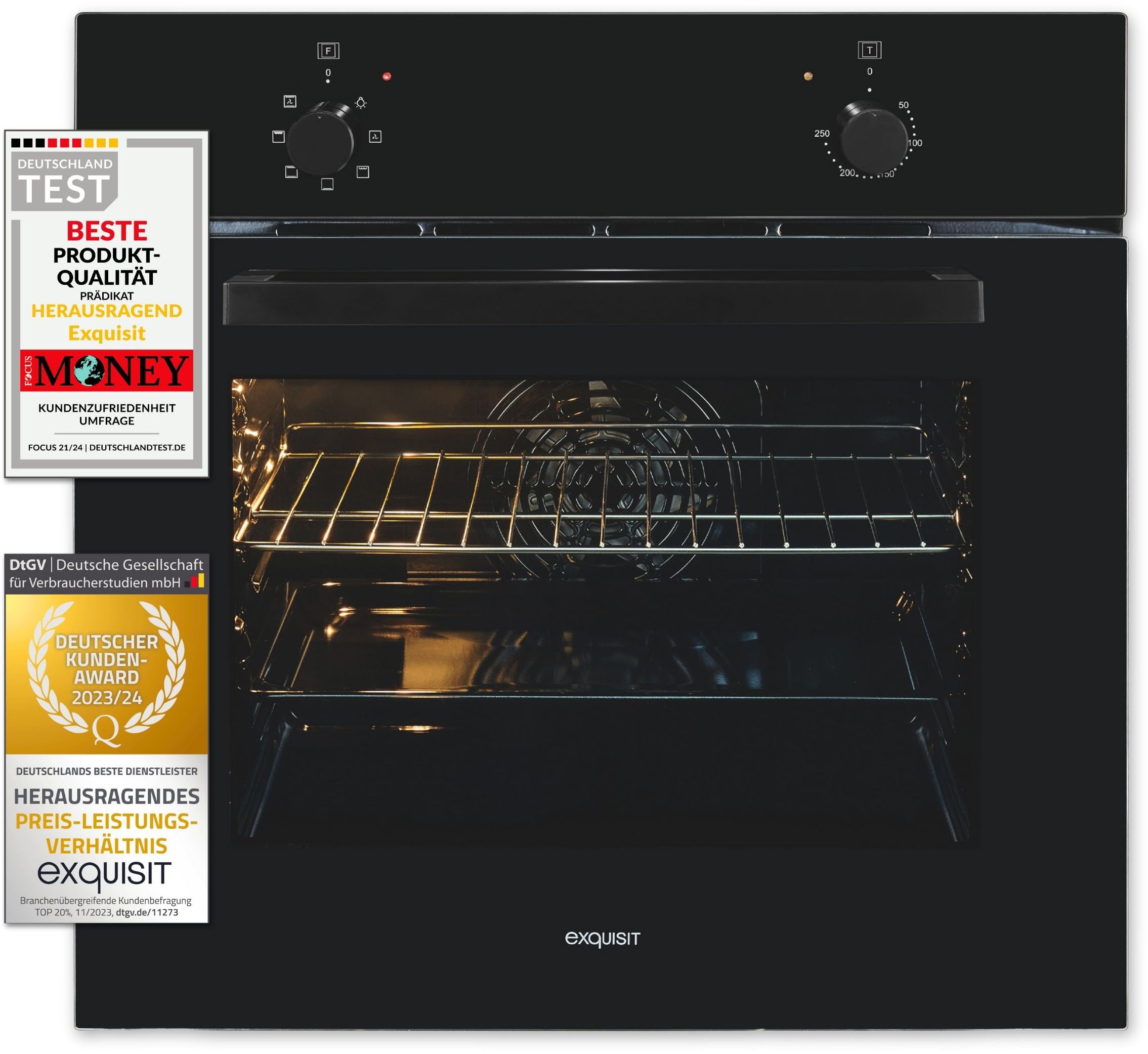 exquisit Backofen "EBE255-U-020" Perfekt für den Alltag – einfach backen, grillen & Aufläufe genießen