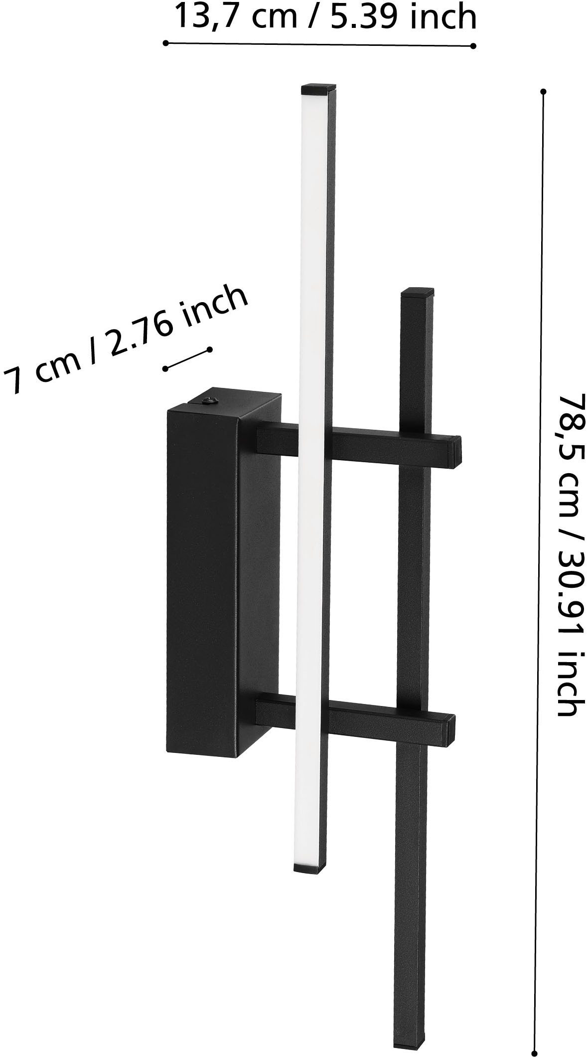 EGLO Wandleuchte »TREPILIANO Wandlampe - Alu, Stahl - LED - 12W - IP20« LED-Modul 1 Stk. Warmweiß Wandstrahler, Wandspot, Wohnzimmer, Flur, L6 x H45,5 x AL15,5 cm