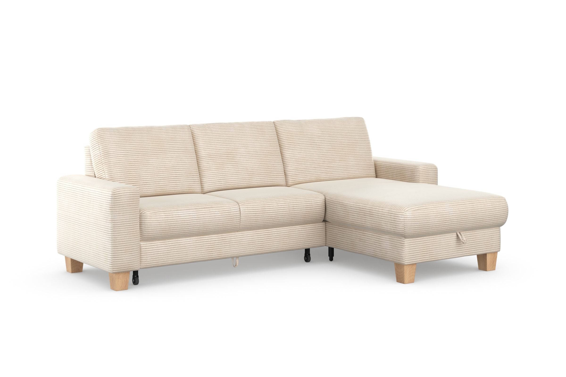 Home affaire Ecksofa »Summer L-Form«, mit Recamiere, mit oder ohne Bettfunktion und Bettkasten, Cord-Bezug