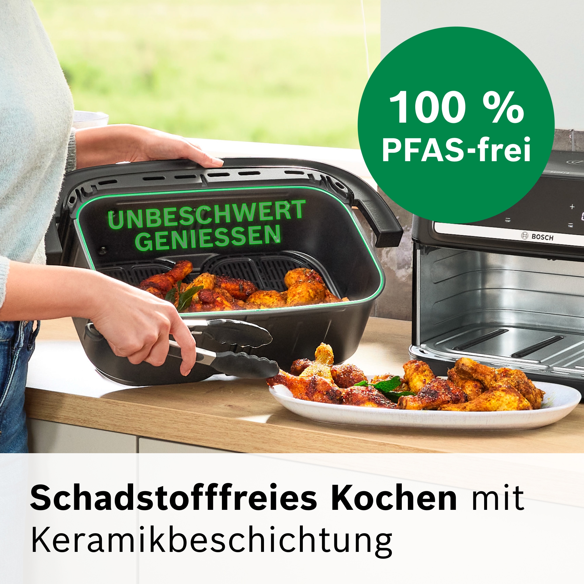 BOSCH Heißluftfritteuse »Airfryer MAFD490B7, Dualbasket, 10 L oder 2* 5L Kammern, schwarz« 2500 W PFAs frei, einfache Reinigung, 6 voreingestellte Programme