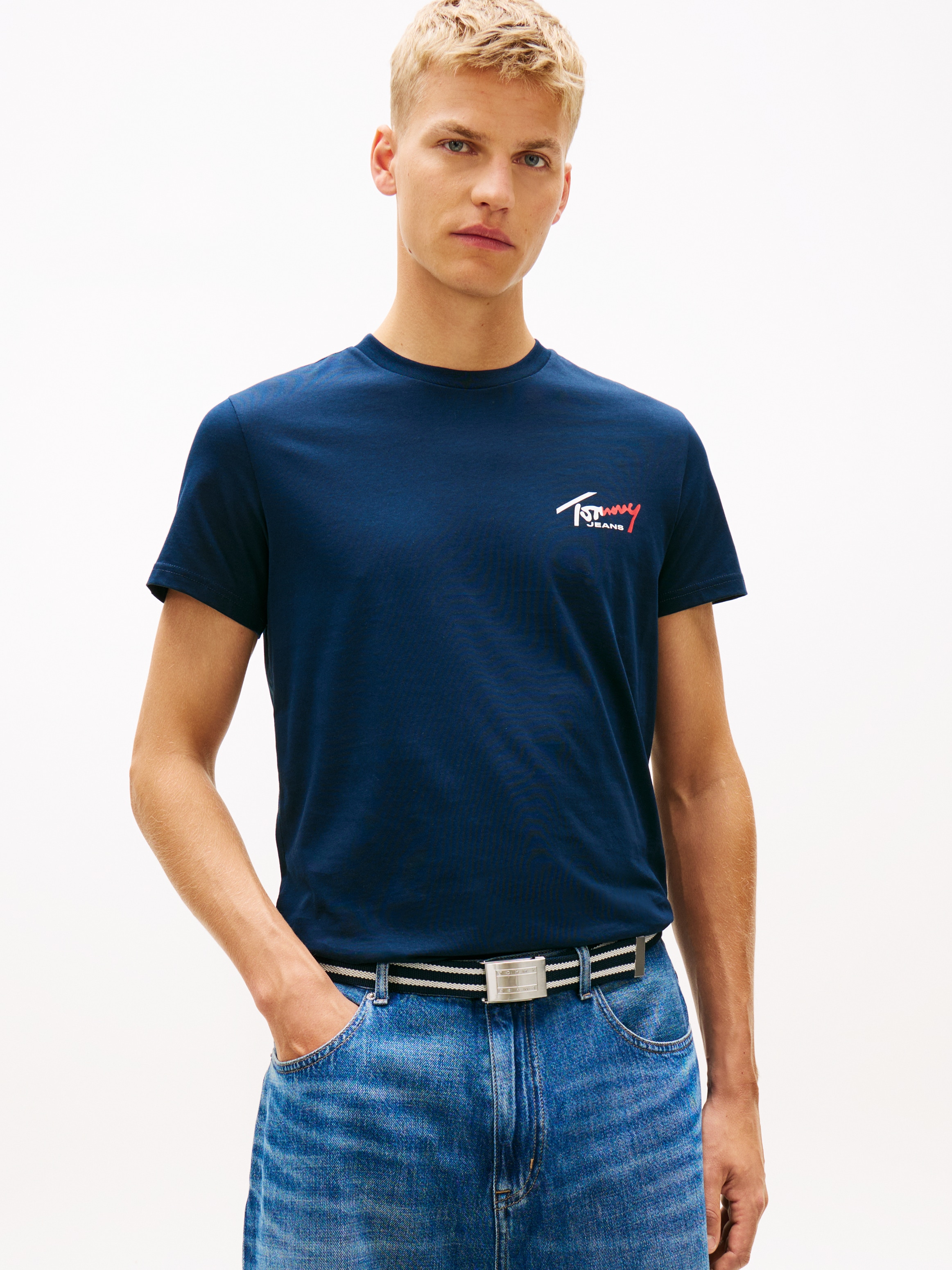 Tommy Jeans T-Shirt "TJM SLIM FIT SIGN CHEST" mit Markenprint günstig online kaufen