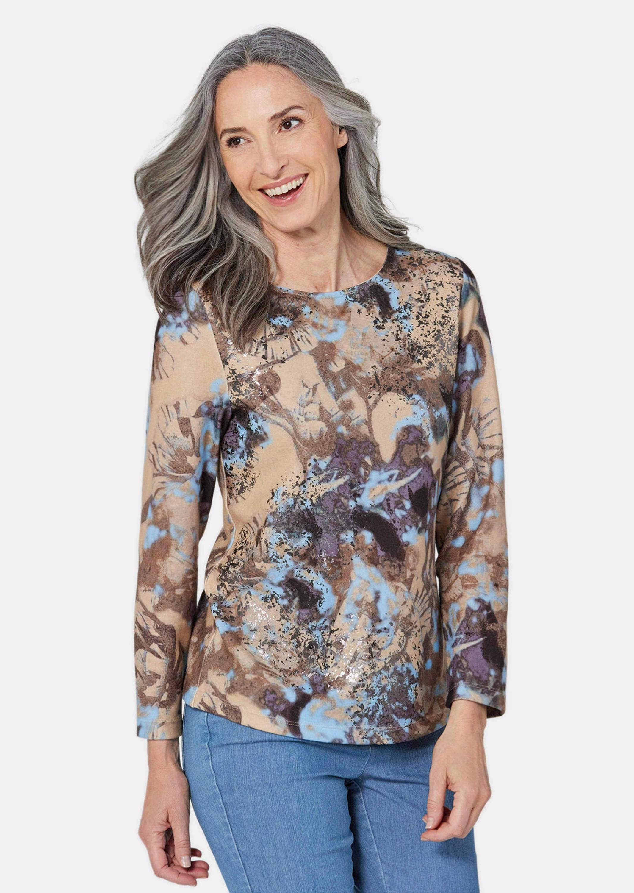 GOLDNER Kurzarmshirt »Sweatshirt Sweatshirt mit Druck«