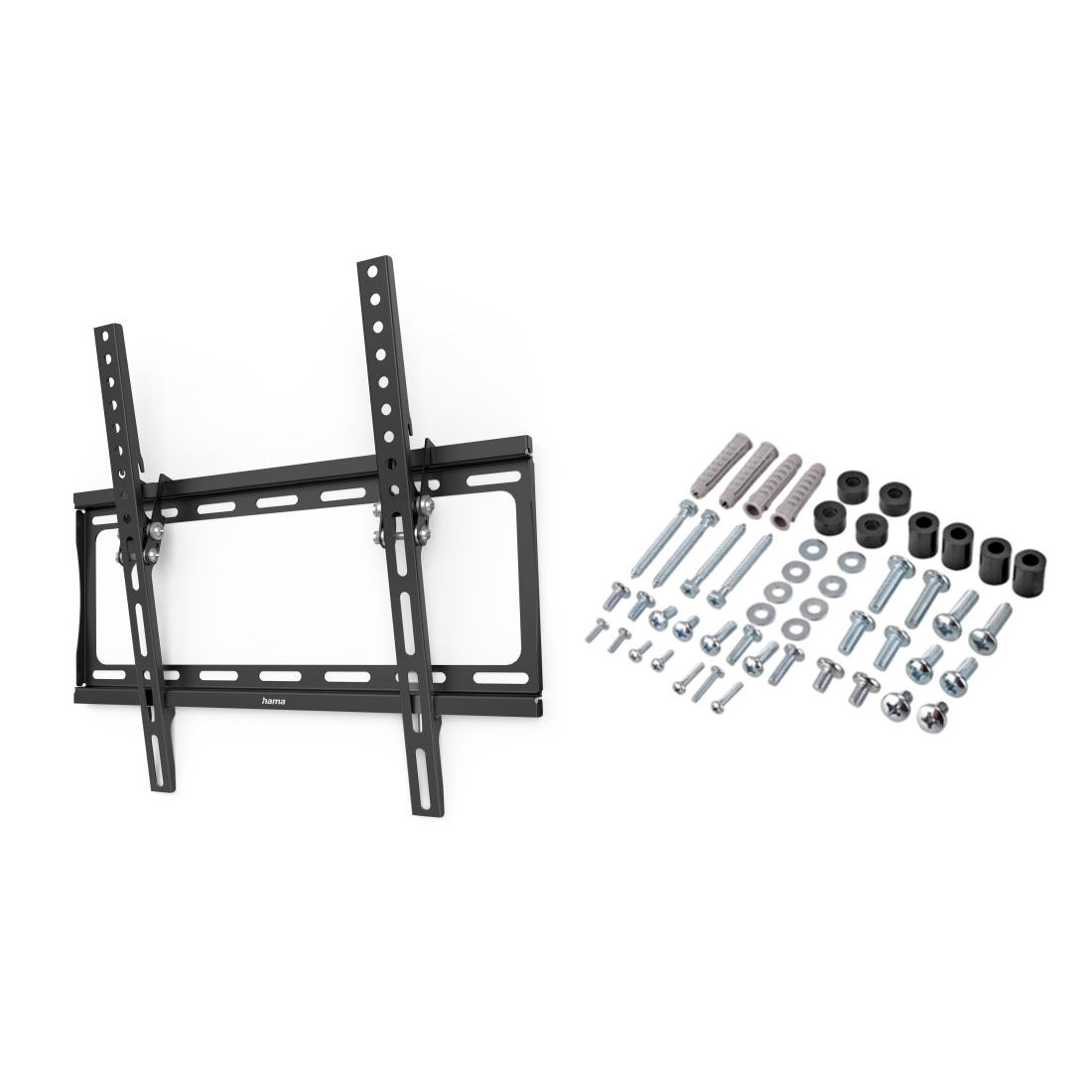 Hama TV-Wandhalterung »TV-Wandhalterung neigbar 32 bis 75 Zoll, 40" 55" 65", 35 kg Traglast« bis 191 cm Zoll Stufenlos neigbar bis 10 Grad, flacher Wandabstand, inkl Wasserwaage