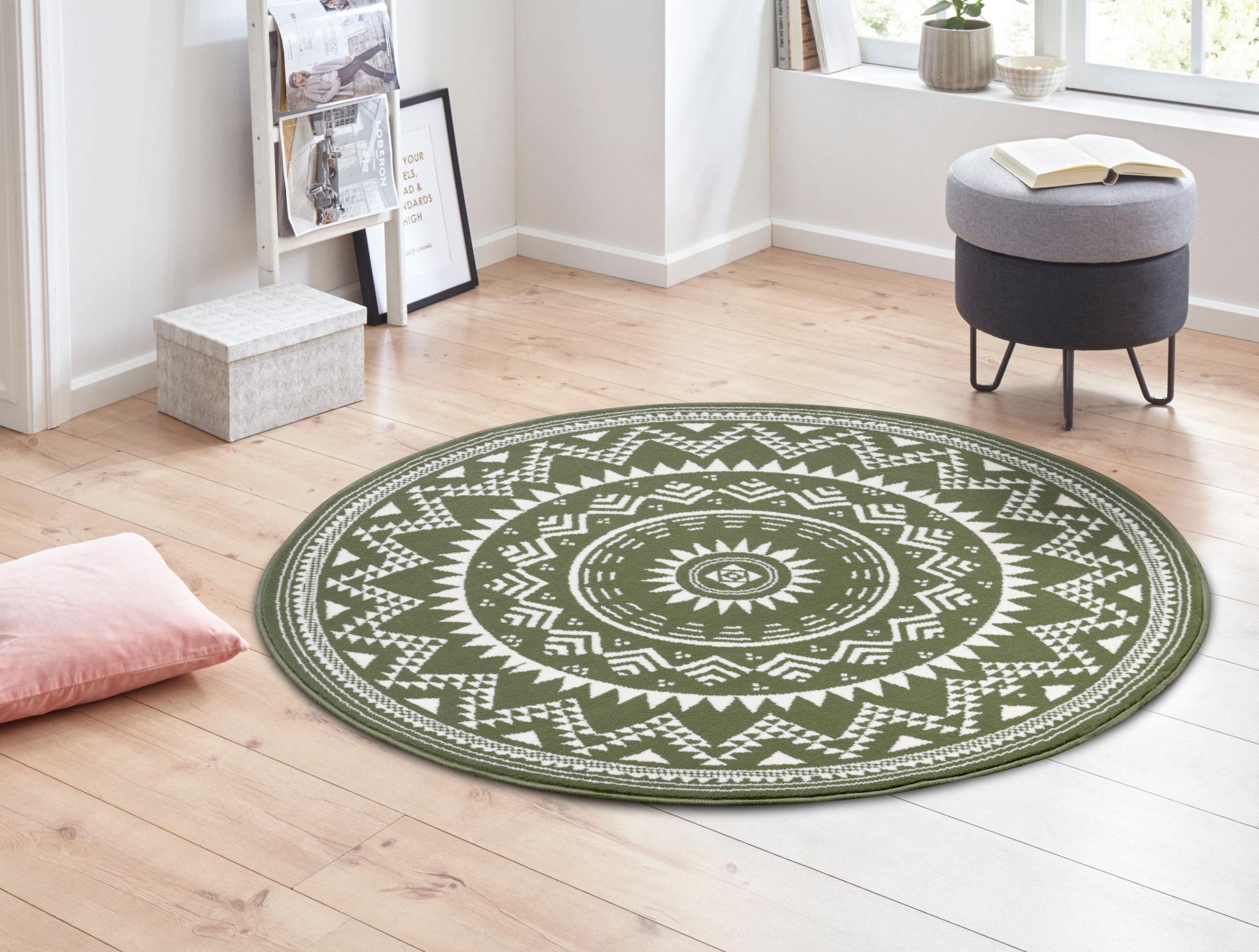 HANSE Home Teppich »Valencia«, rund, 9 mm Höhe, Kurzflor, Modern, Vintage, Mandala, Wohnzimmer,...