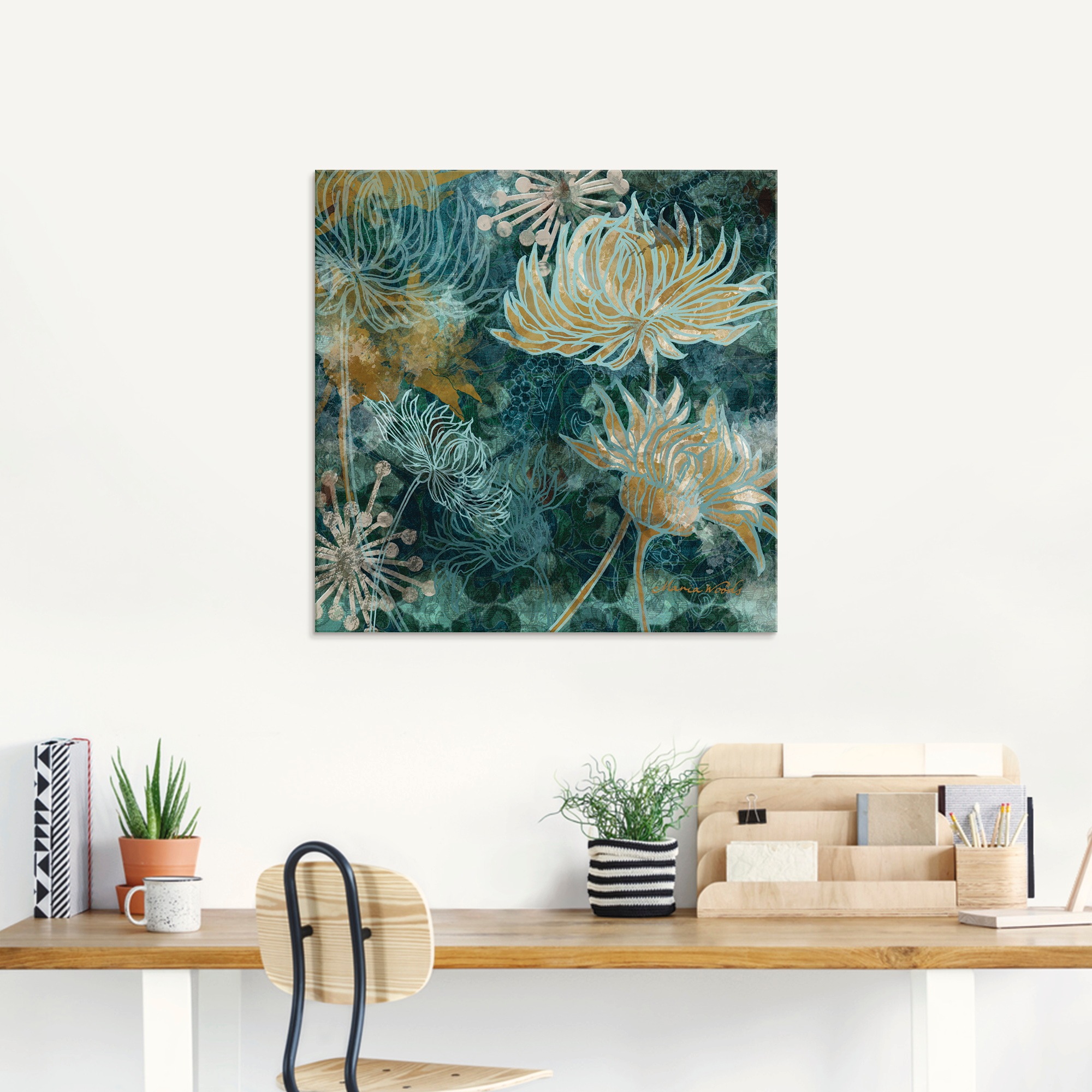 Artland Glasbild "Blaue Chrysanthemen I", Blumen, (1 St.), in verschiedenen günstig online kaufen