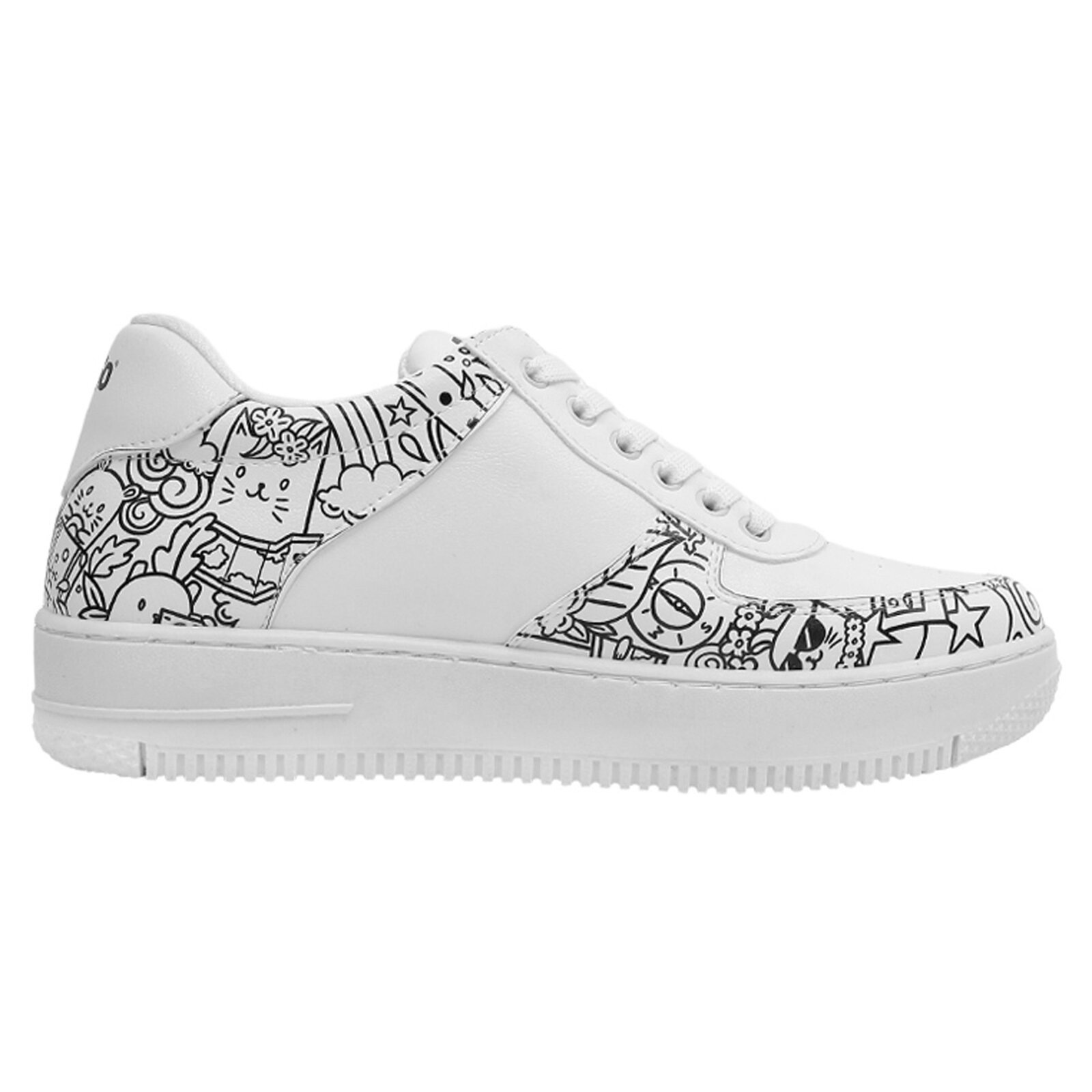 Sneaker DOGO "Dice Low-Top Sneaker Bon Voyage Damen Sneaker", Damen, Gr. 38, Normalschaft, weiß, Lederimitat, Schuhe Sneaker, Handgefertigt 3