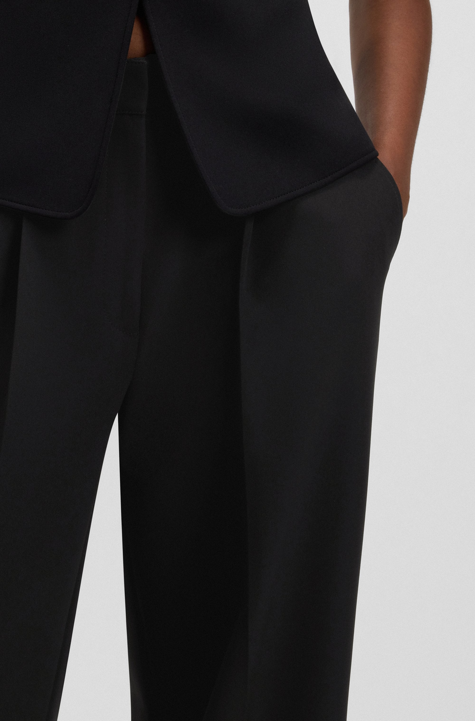 BOSS ORANGE Anzughose »Tiwi Premium Damenmode«, Wide Leg mit Bügelfalte