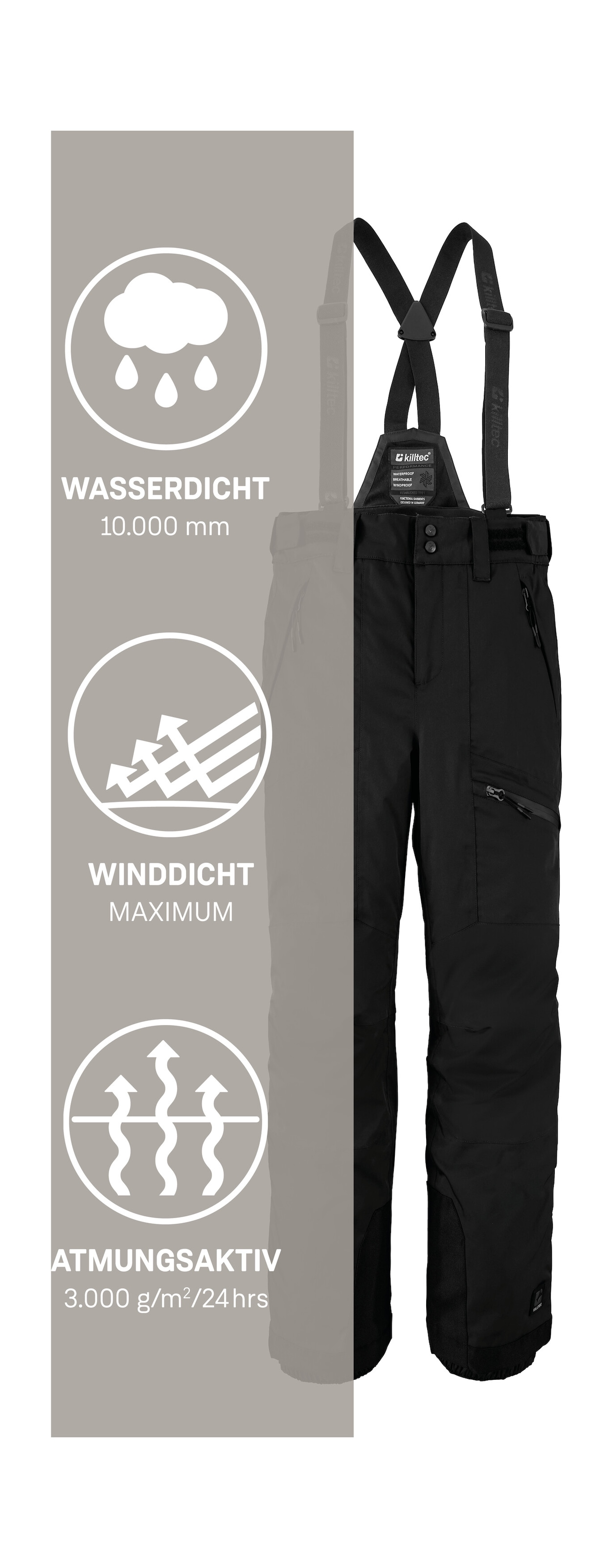 Killtec Skihose »Boys Skihose 242«  Wasserdichte Skihose mit abnehmbarem Latz und verstellbarem Bund