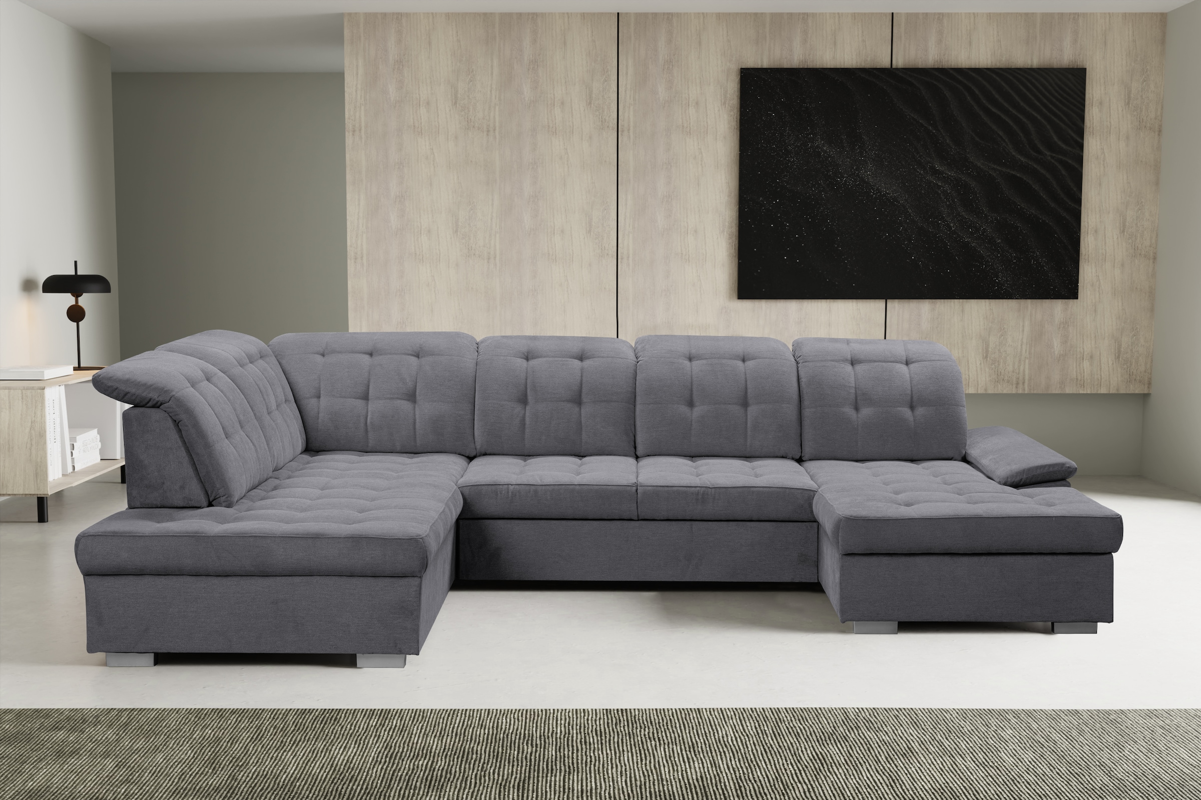 WERK2 Wohnlandschaft "Kordula-New U-Form", Sofa in U-Form mit Schlaffunktio günstig online kaufen