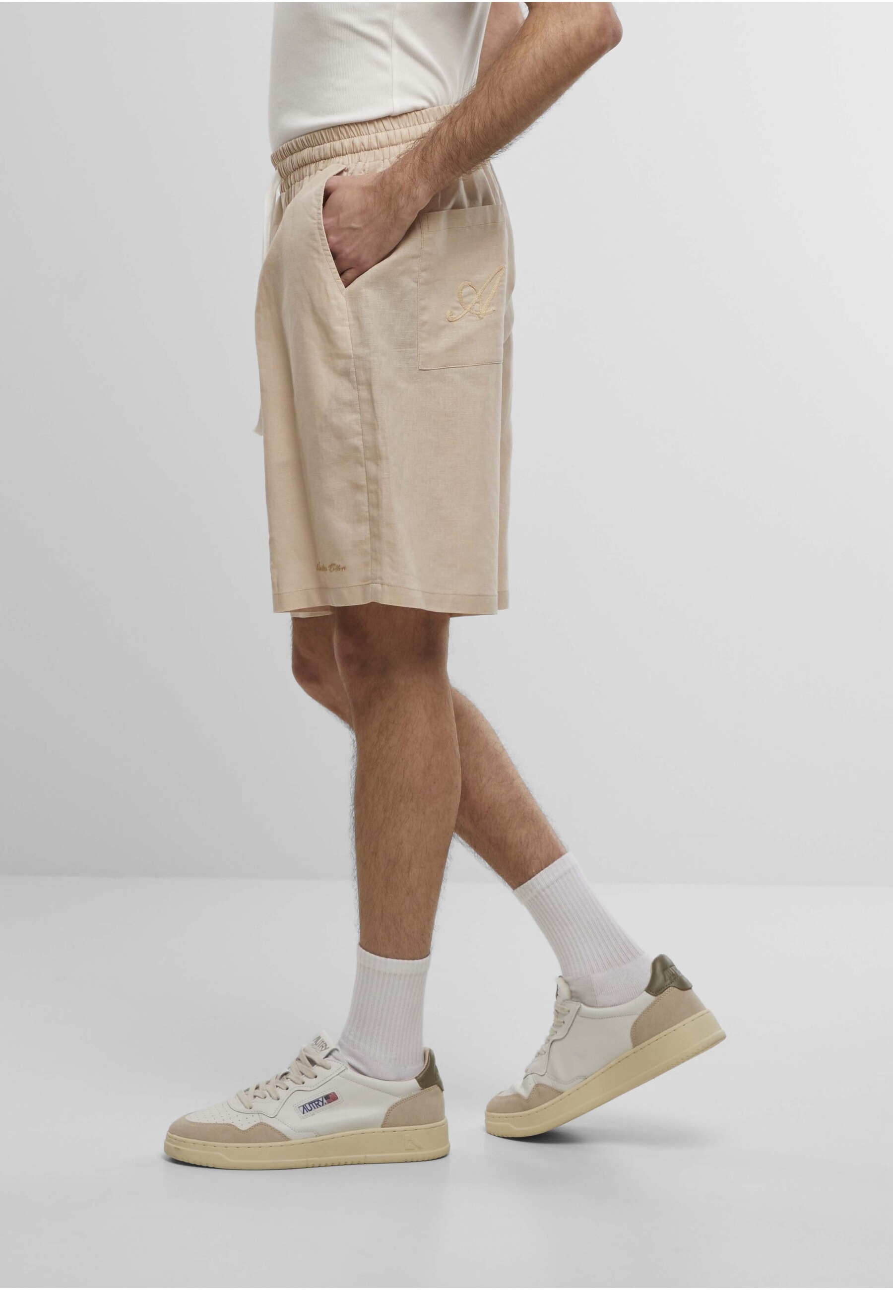 Another Cotton Lab Shorts »Another Cotton Lab Logo Stitched Linen Shorts«