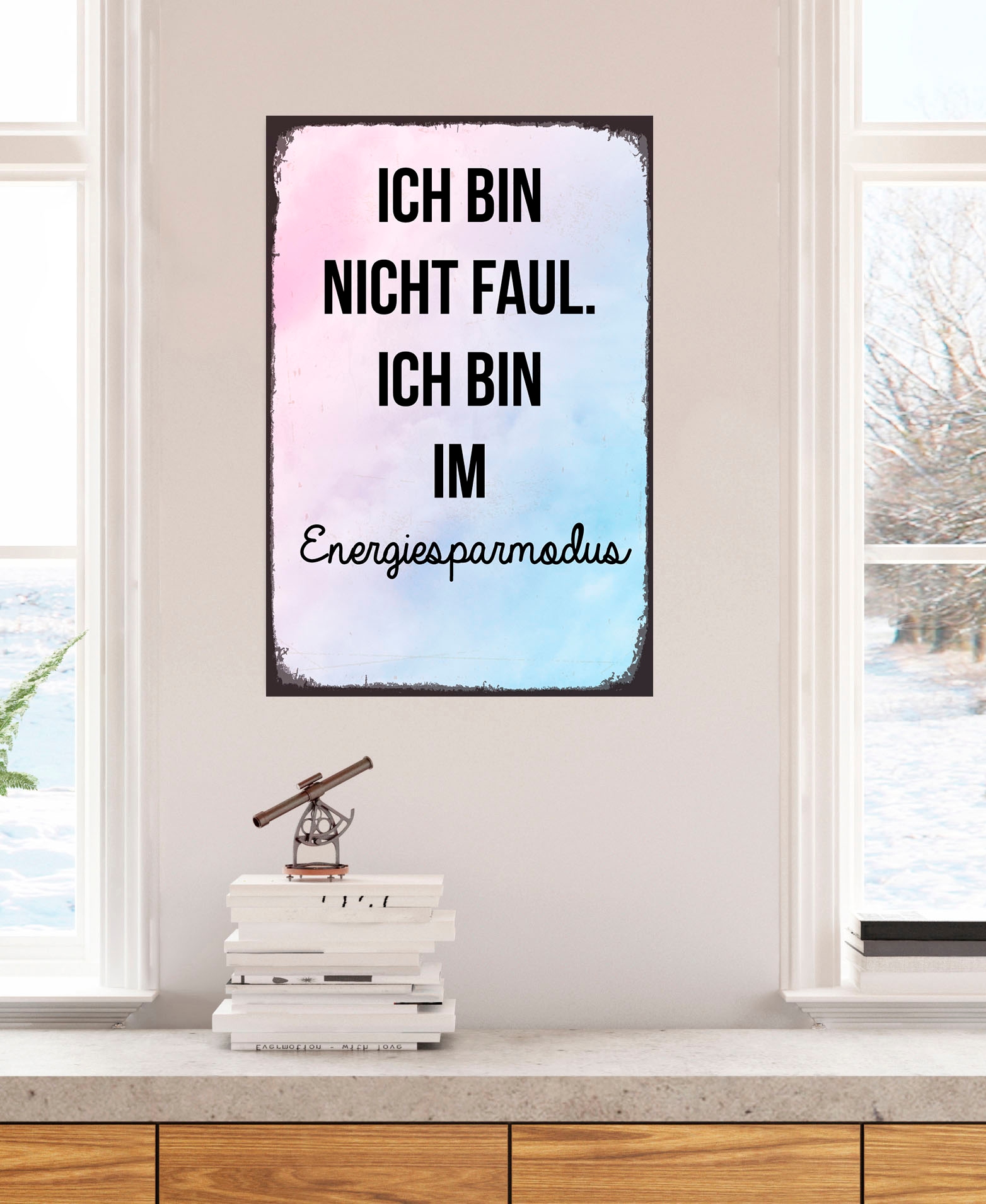 queence Metallbild "Energiesparmodus" Schriftzug  Schriftzüge 1 Stk. tlg. S günstig online kaufen