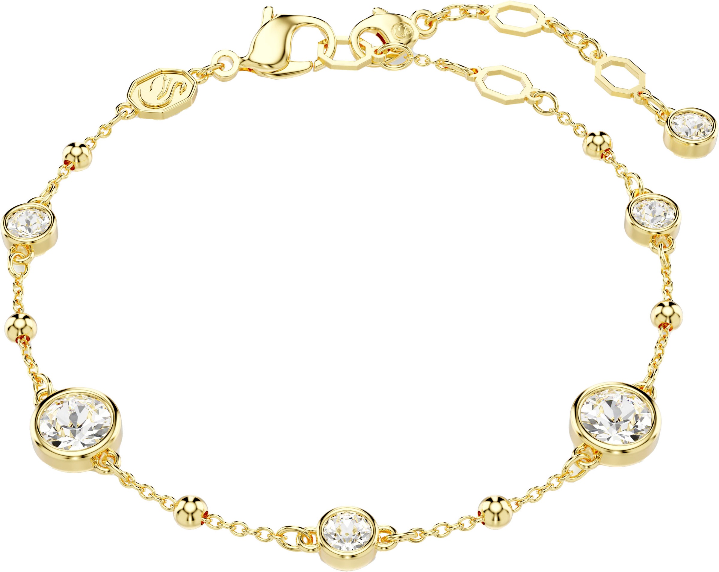 Armkette SWAROVSKI "Schmuck Geschenk Imber Armband" Gr. M, gold (gelbgoldfarben, kristallweiß, kristallweiß), Armbänder, Damen, M, Metall, Armkette, mit Swarovski Kristall 2