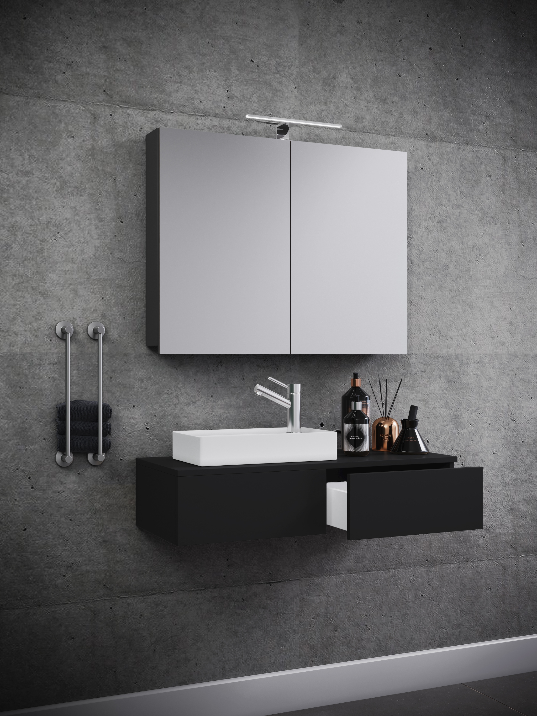 VCM Waschbeckenunterschrank »VCM 3-tlg Set | Waschplatz für Gäste WC | Gästebad | Waschtisch | Badezimmer Set - Gudas SC«, (3 St.)