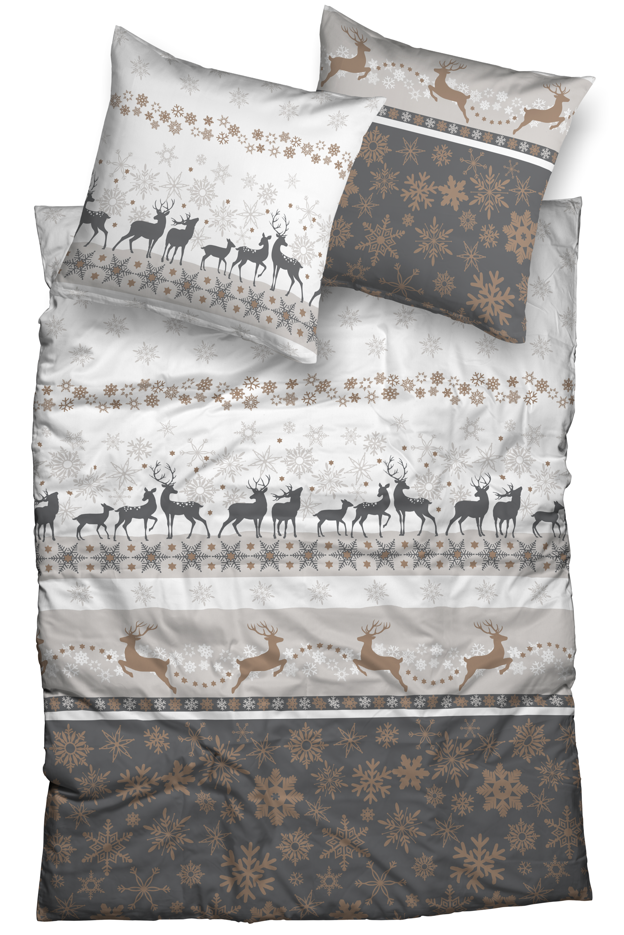 CASATEX Bettwäsche "Winterworld" 2 Stk. tlg. Hirschmotive, Schneekristalle, günstig online kaufen