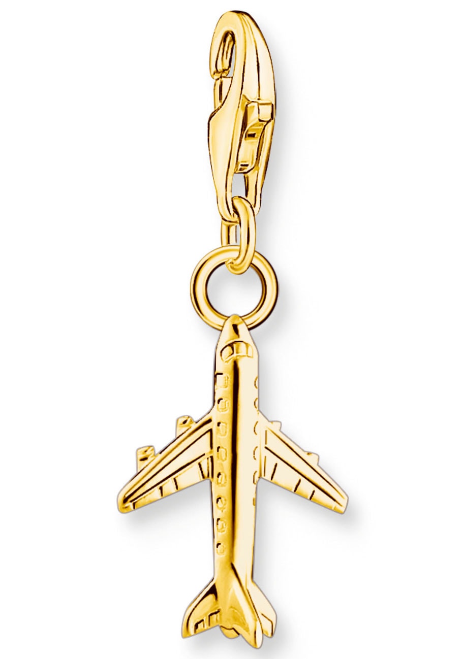THOMAS SABO Damen Charm-Einhänger "Flugzeug", gold, Silber 925 (recycelt), Charms